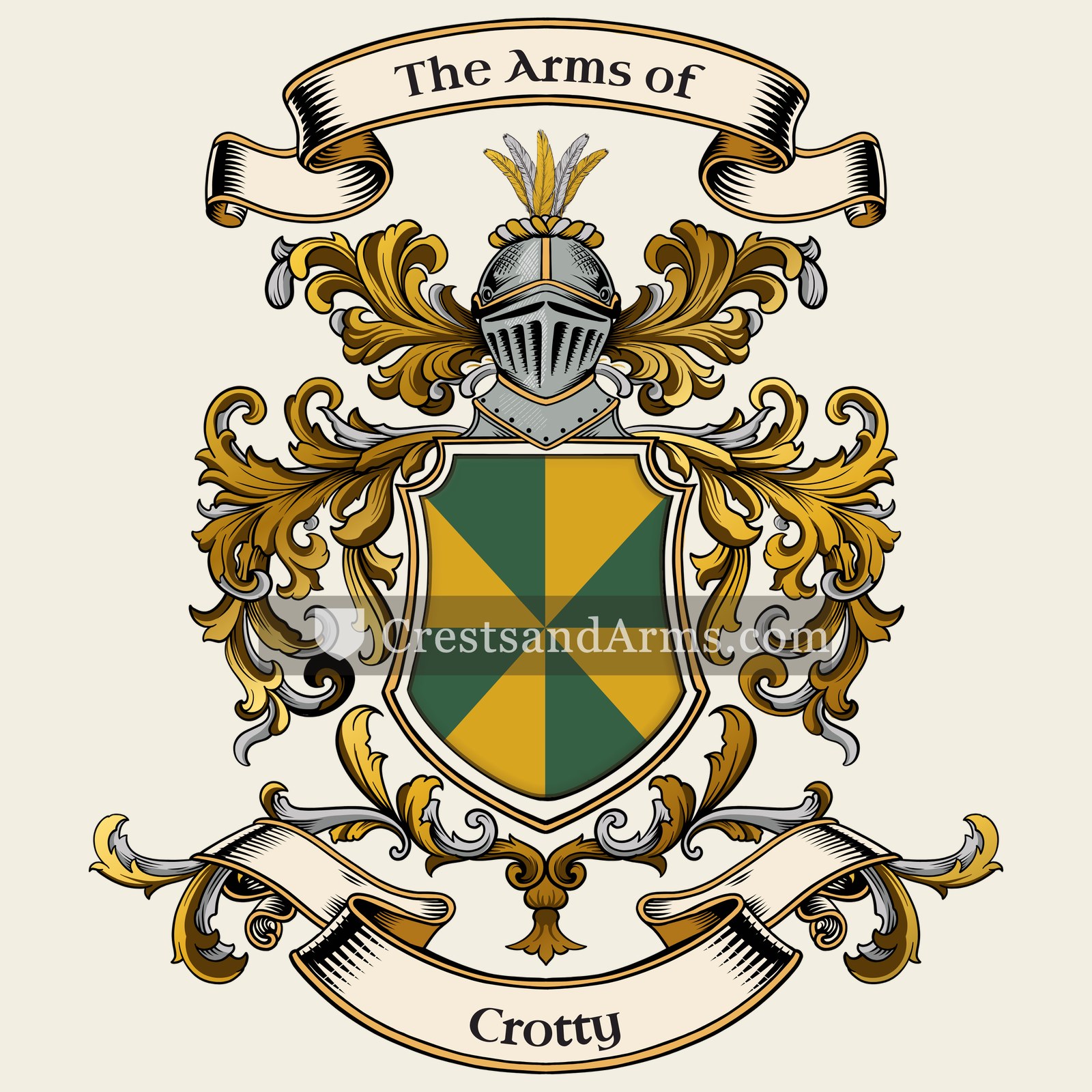 The Crotty coat of arms, drawn from the recorded blazon