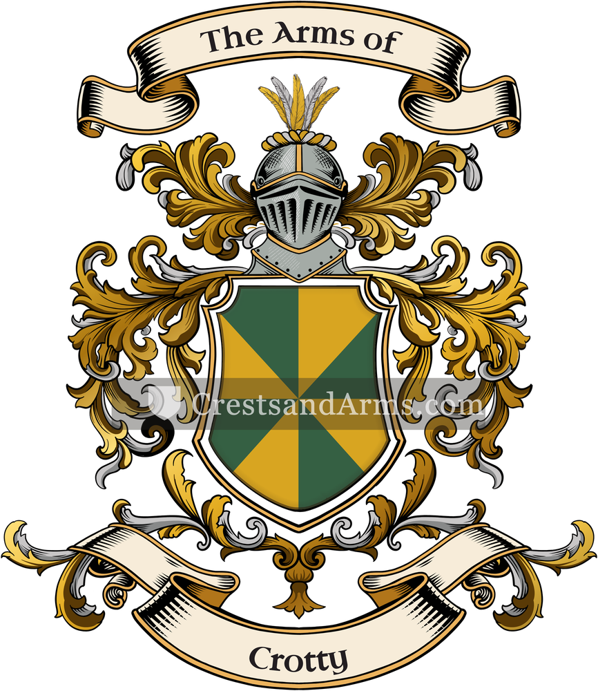 The Crotty coat of arms, drawn from the recorded blazon