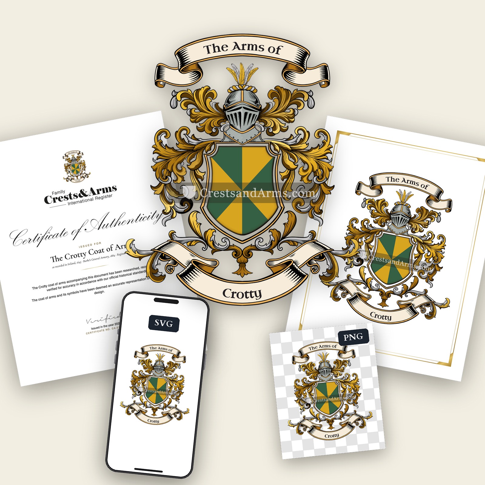 The Crotty arms on the coat of arms — digital pack