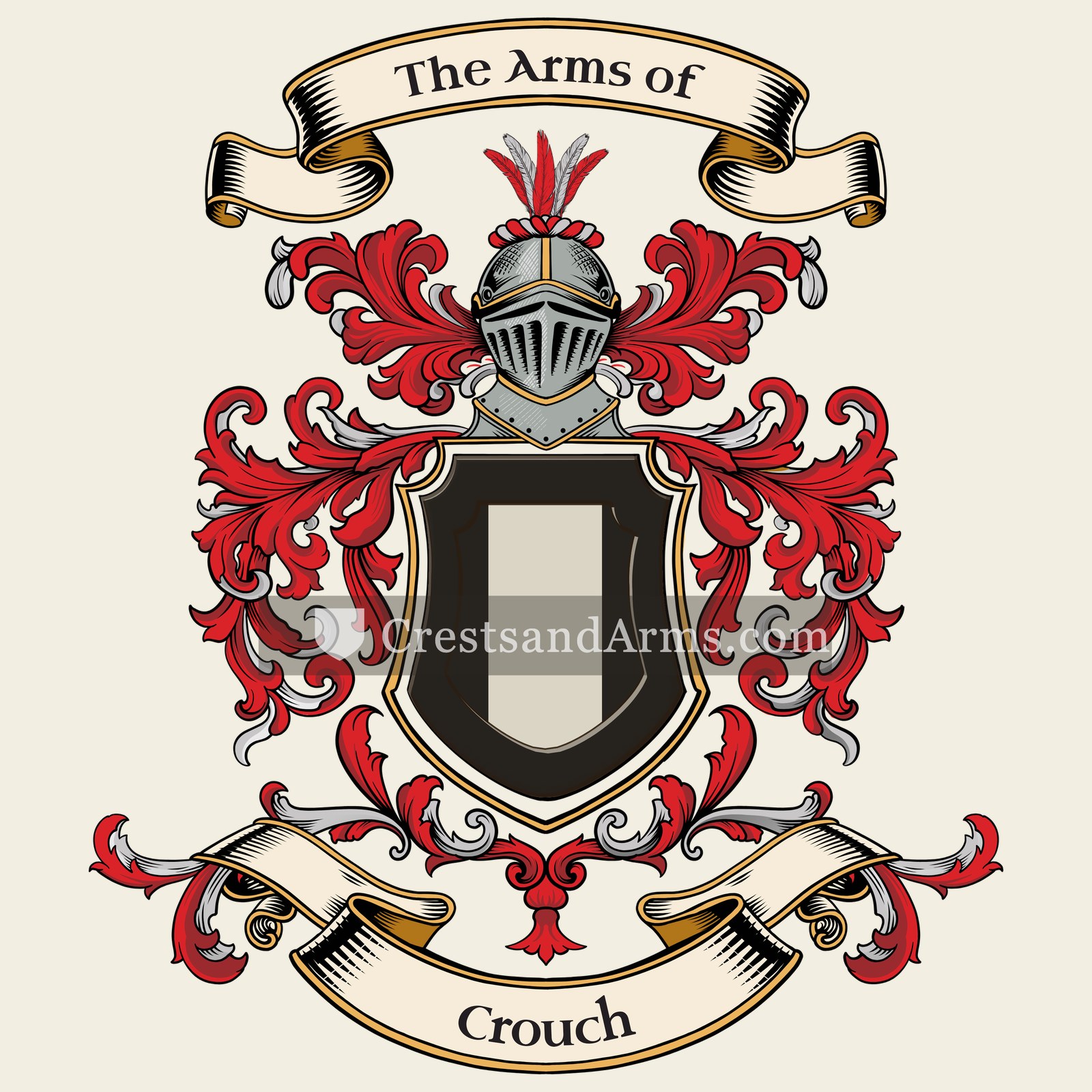 The Crouch coat of arms, drawn from the recorded blazon