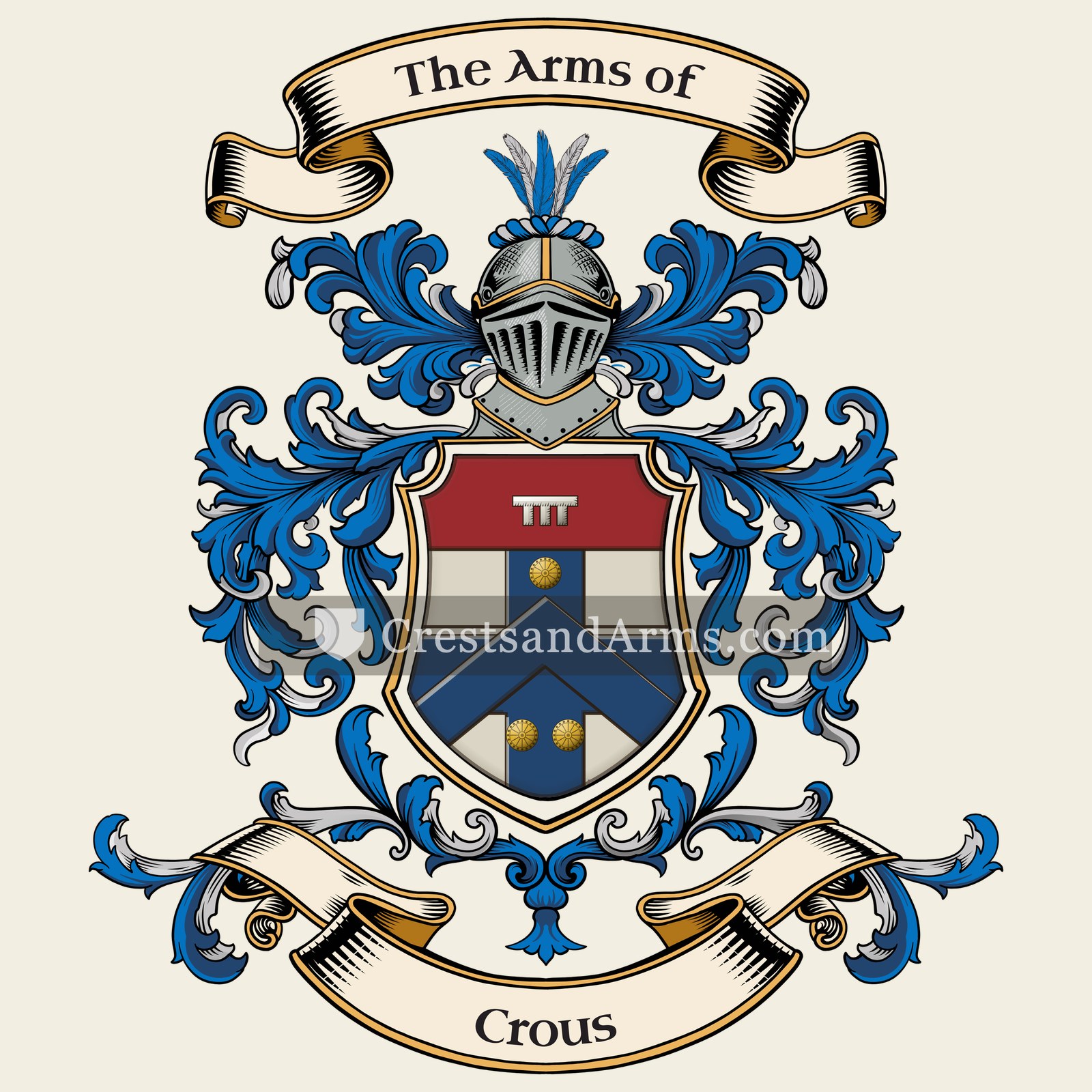 The Crous coat of arms, drawn from the recorded blazon