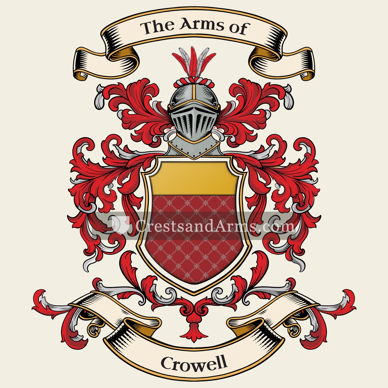 The Crowell coat of arms, drawn from the recorded blazon
