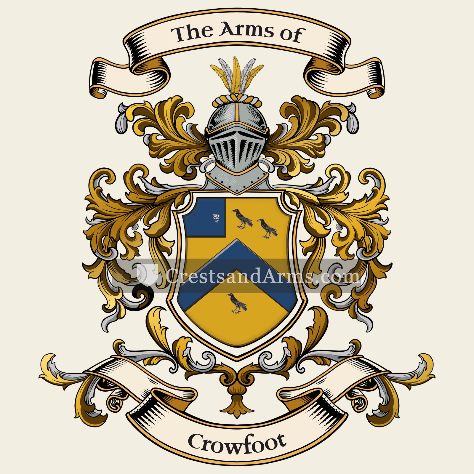 The Crowfoot coat of arms, drawn from the recorded blazon