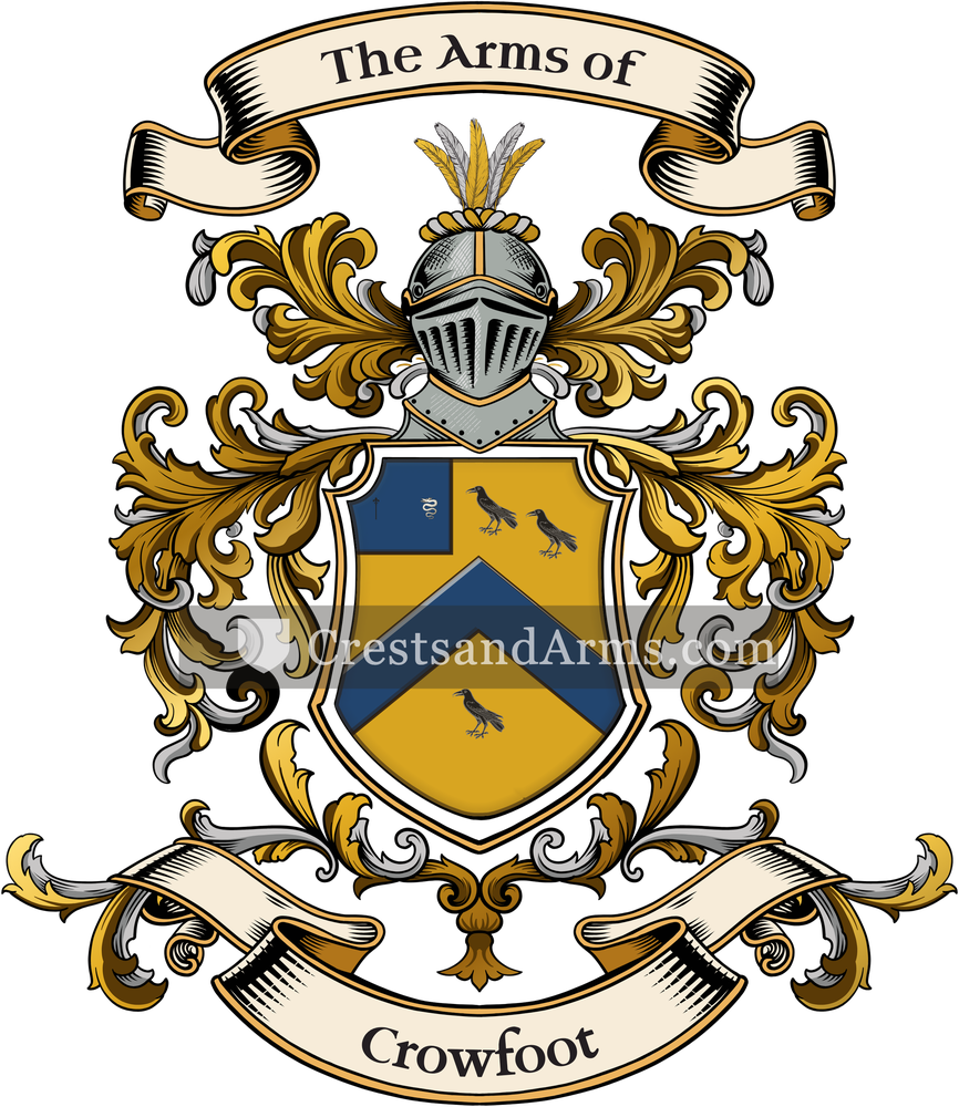 The Crowfoot coat of arms, drawn from the recorded blazon