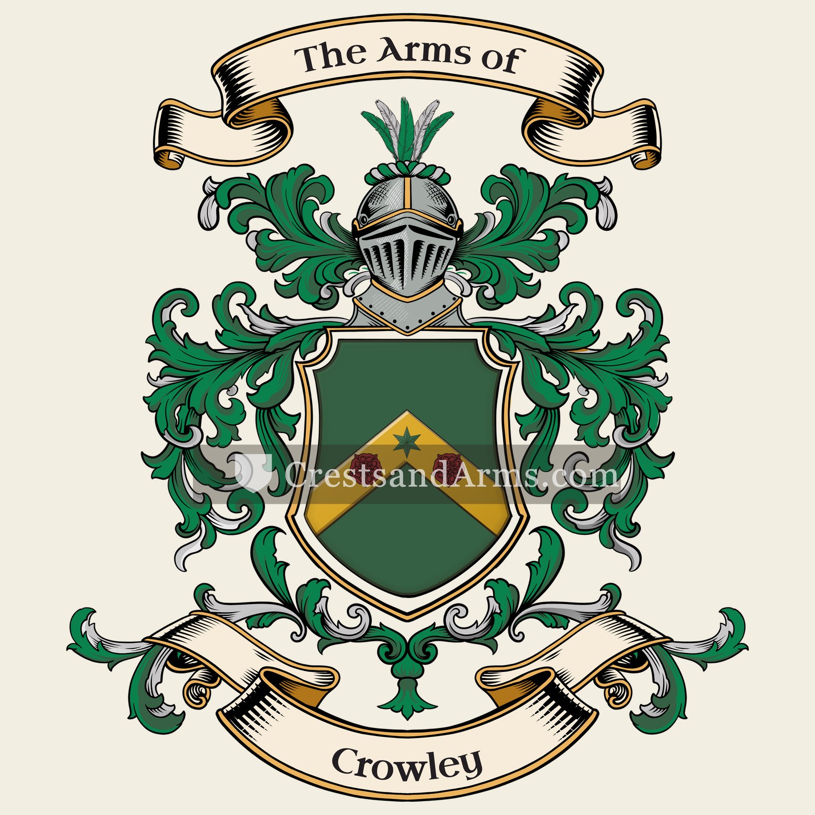 The Crowley coat of arms, drawn from the recorded blazon