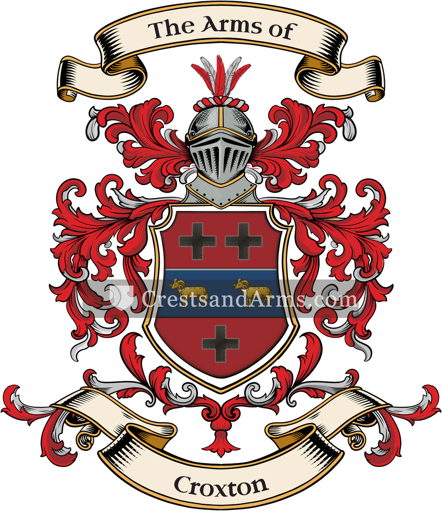 The Croxton coat of arms, drawn from the recorded blazon