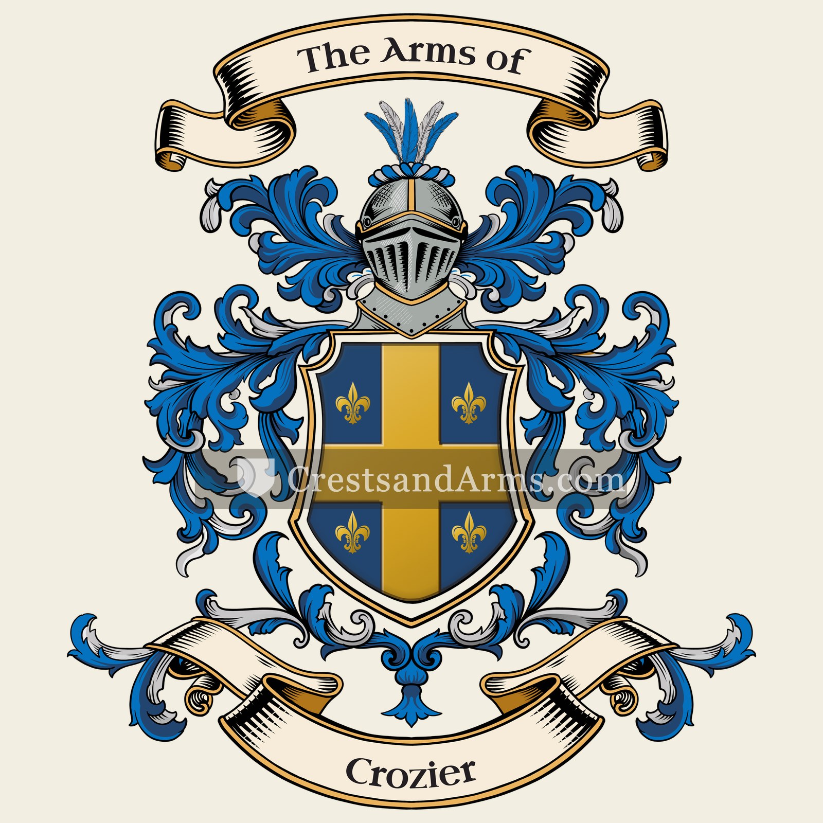 The Crozier coat of arms, drawn from the recorded blazon