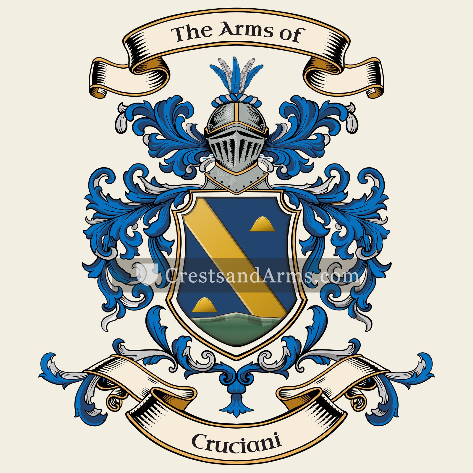 The Cruciani coat of arms, drawn from the recorded blazon