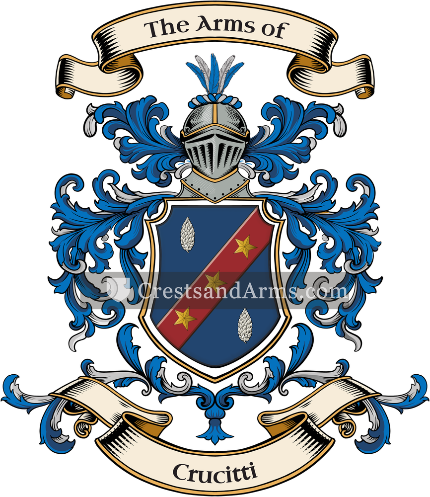 The Crucitti coat of arms, drawn from the recorded blazon