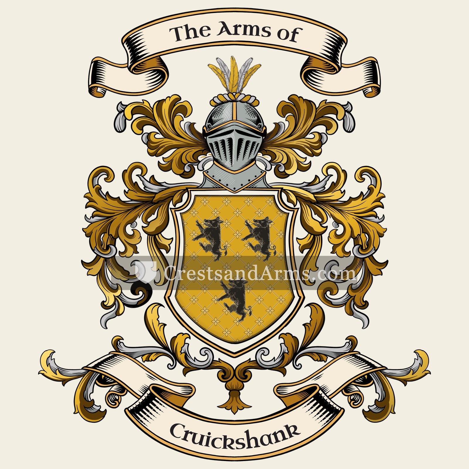 The Cruickshank coat of arms, drawn from the recorded blazon