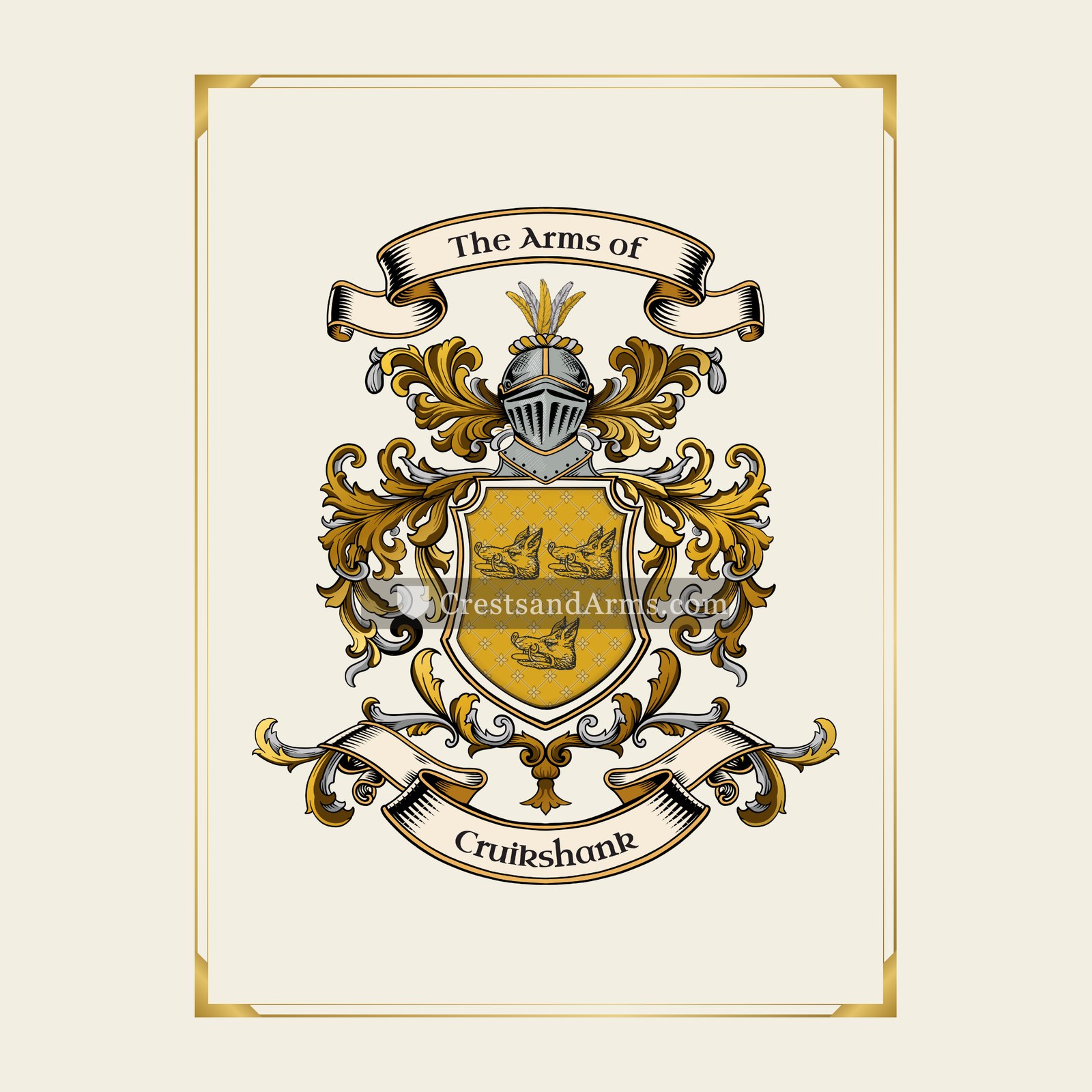 With gold border