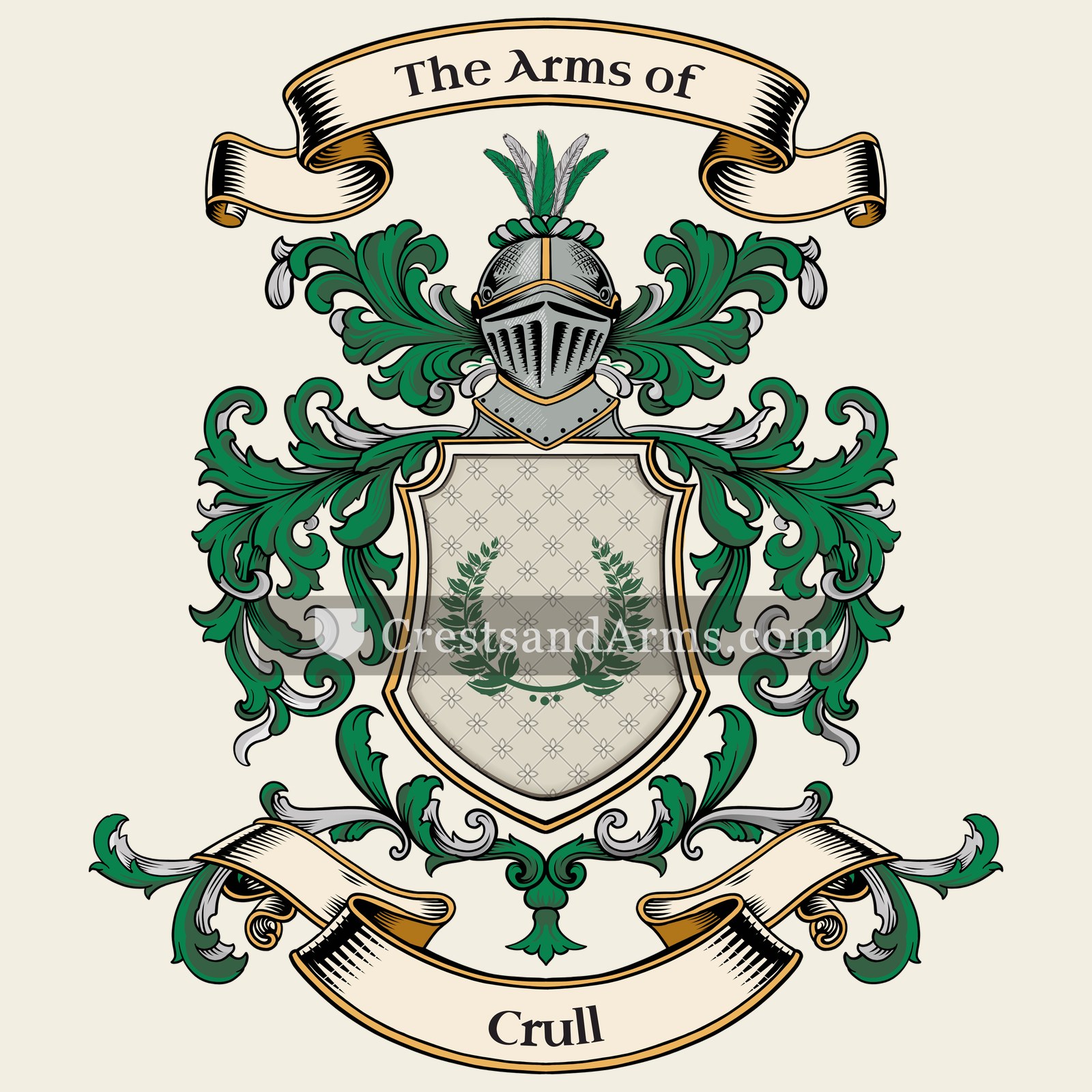 The Crull coat of arms, drawn from the recorded blazon