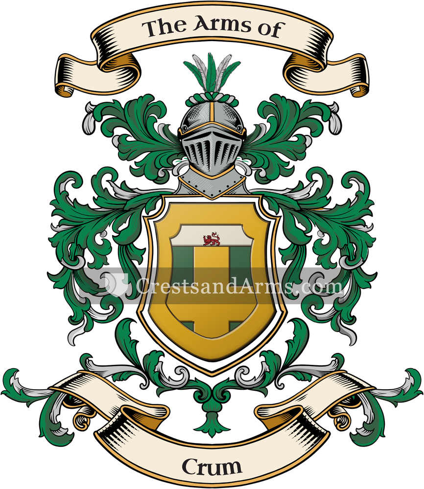 The Crum coat of arms, drawn from the recorded blazon