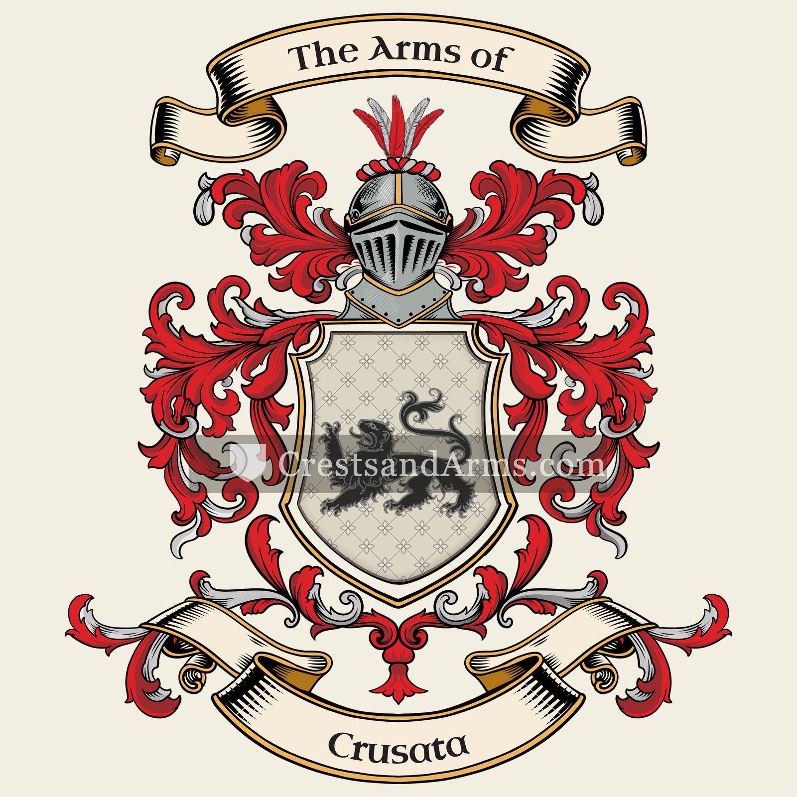 The Crusata coat of arms, drawn from the recorded blazon