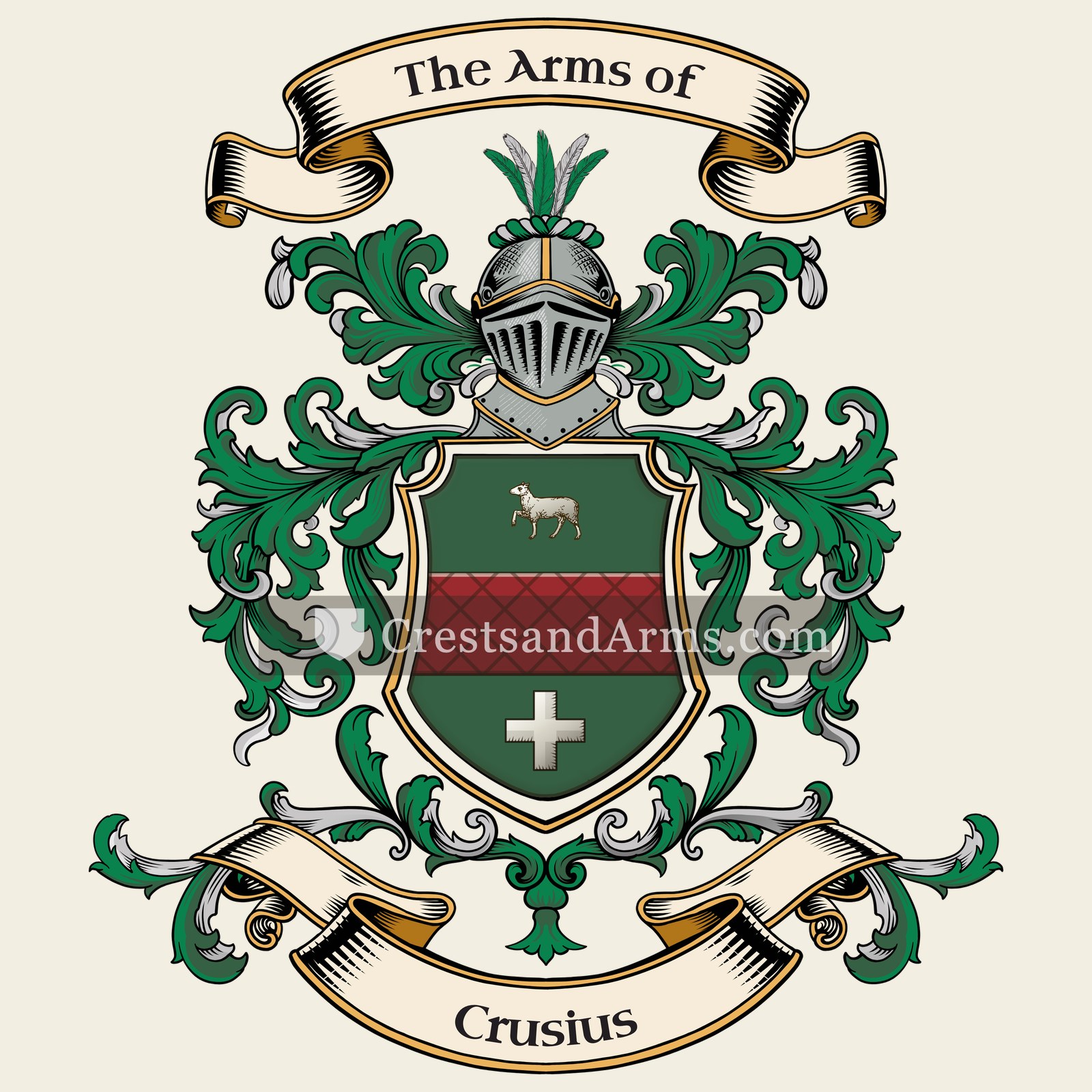 The Crusius coat of arms, drawn from the recorded blazon