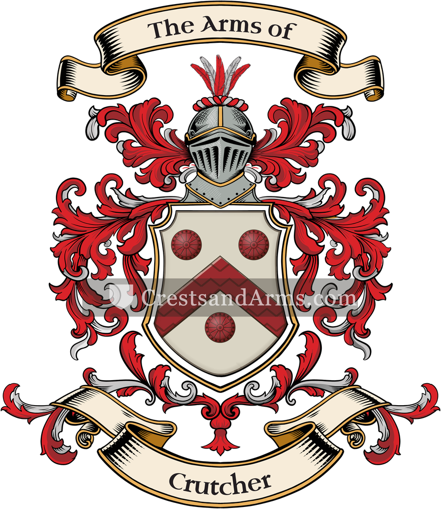 The Crutcher coat of arms, drawn from the recorded blazon