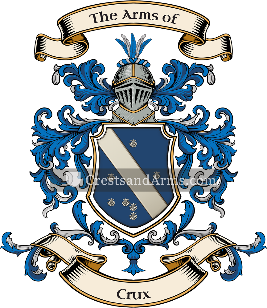 The Crux coat of arms, drawn from the recorded blazon