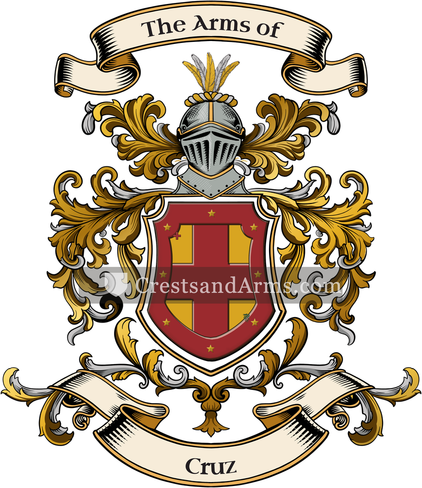 The Cruz coat of arms, drawn from the recorded blazon