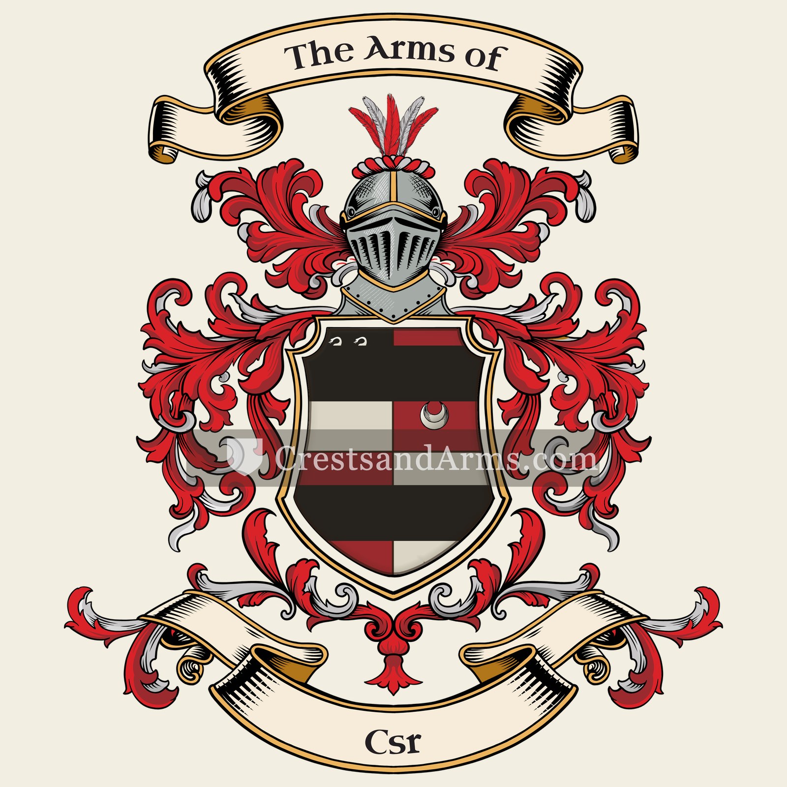 The Csr coat of arms, drawn from the recorded blazon