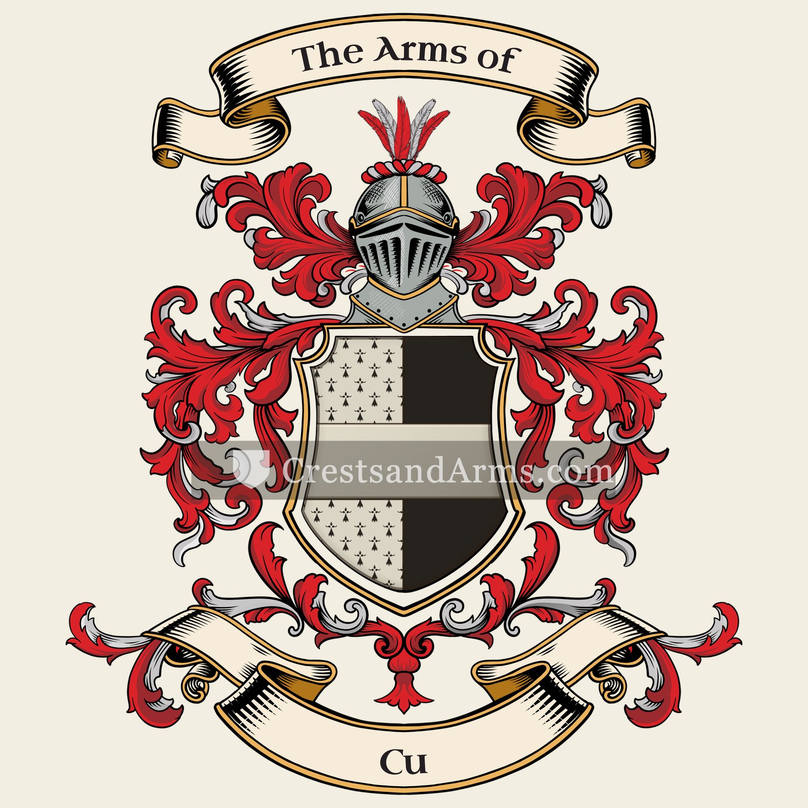 The Cu coat of arms, drawn from the recorded blazon