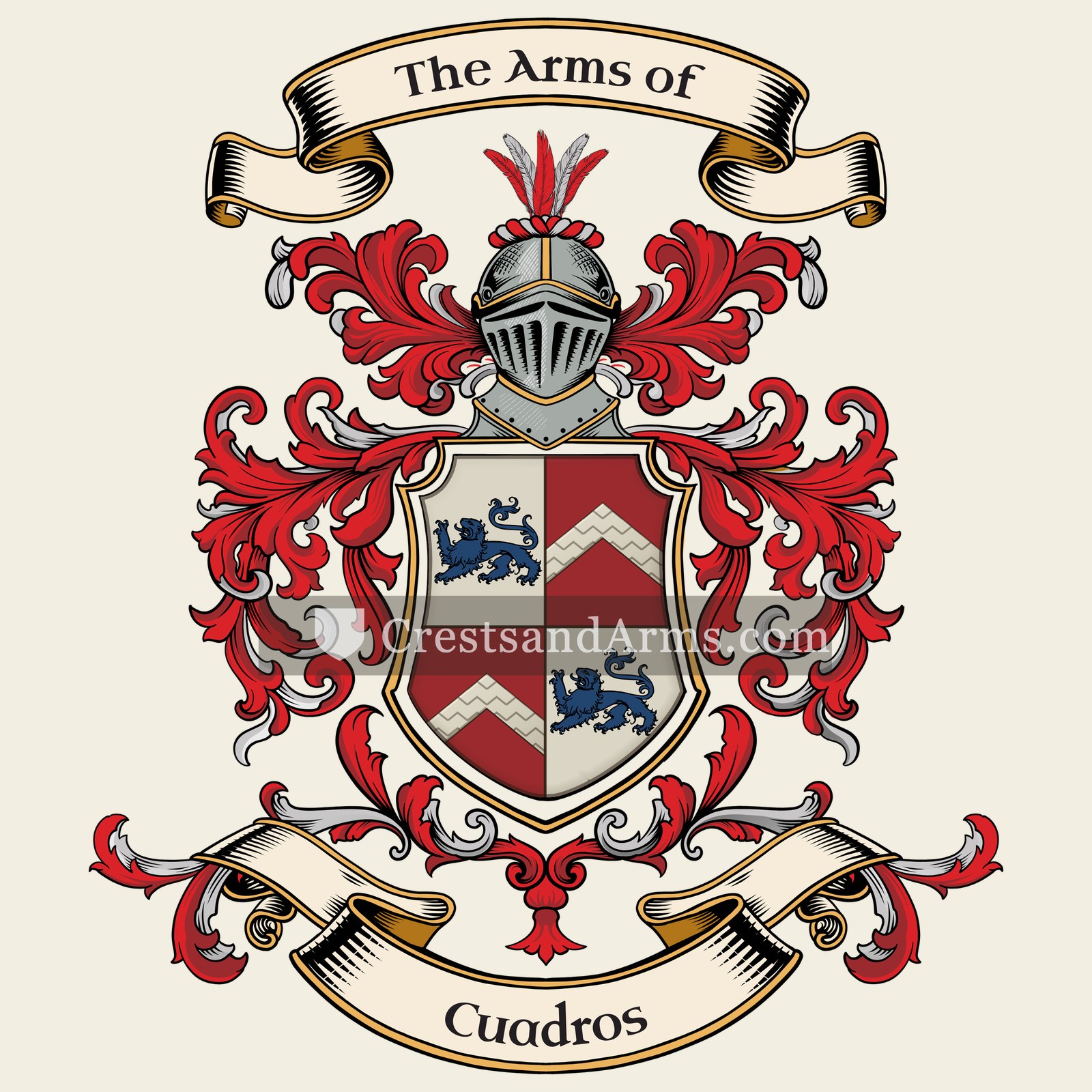 The Cuadros coat of arms, drawn from the recorded blazon
