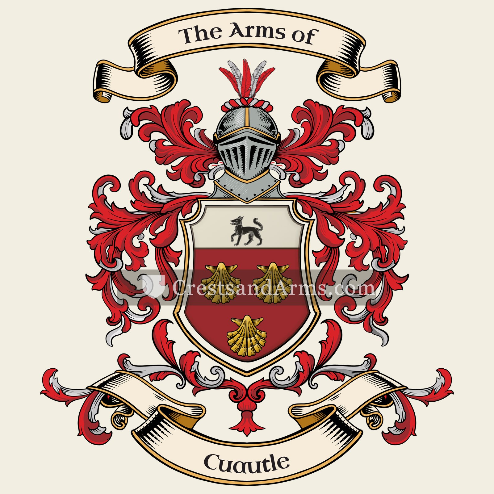 The Cuautle coat of arms, drawn from the recorded blazon