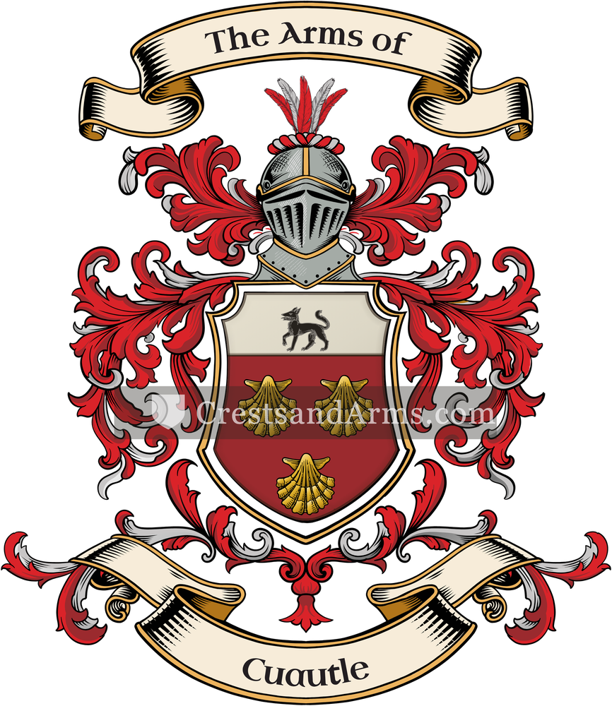 The Cuautle coat of arms, drawn from the recorded blazon