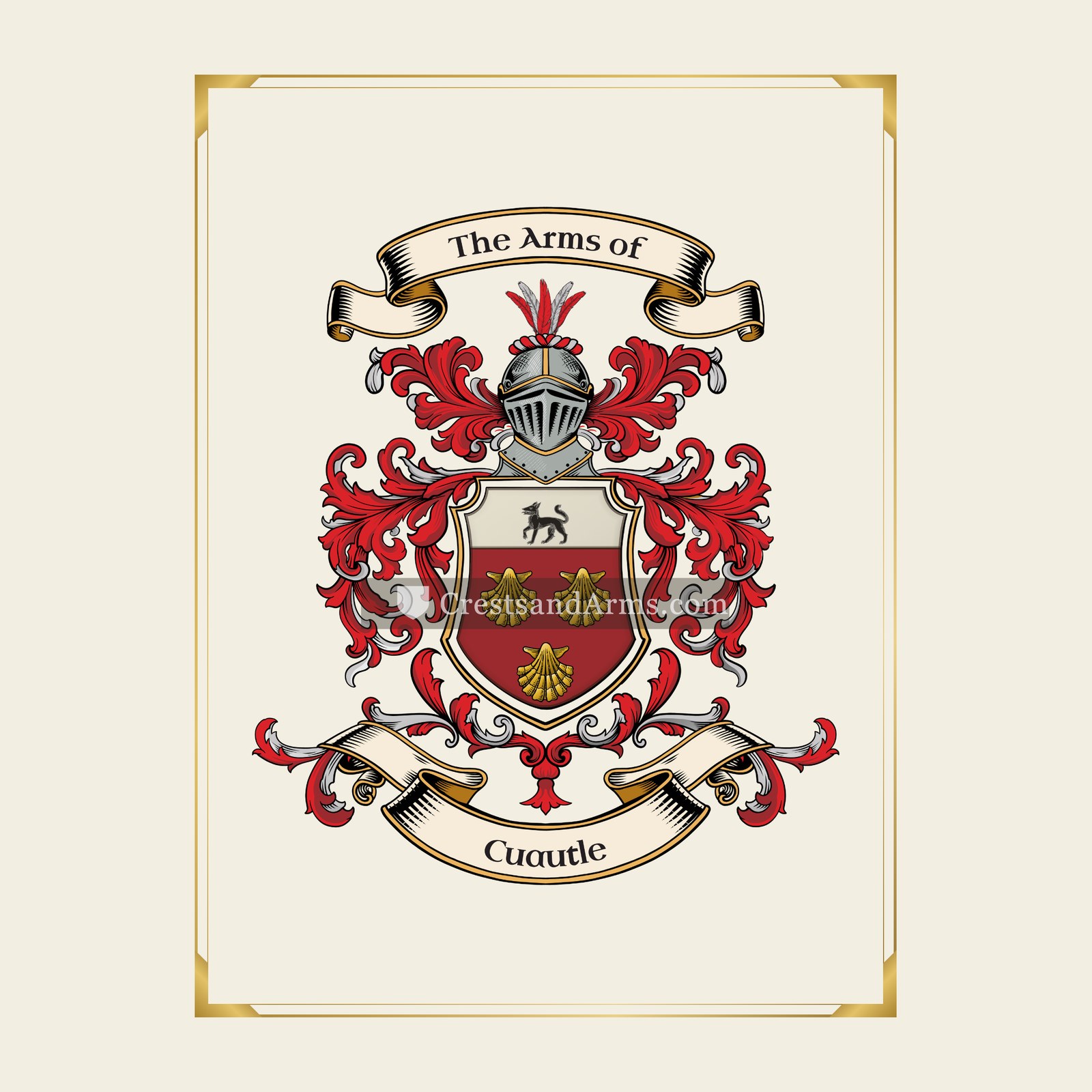 With gold border