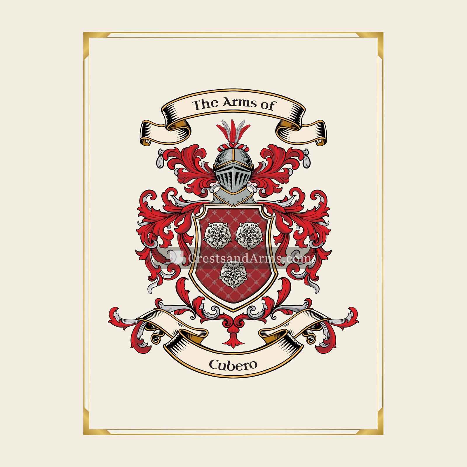 With gold border
