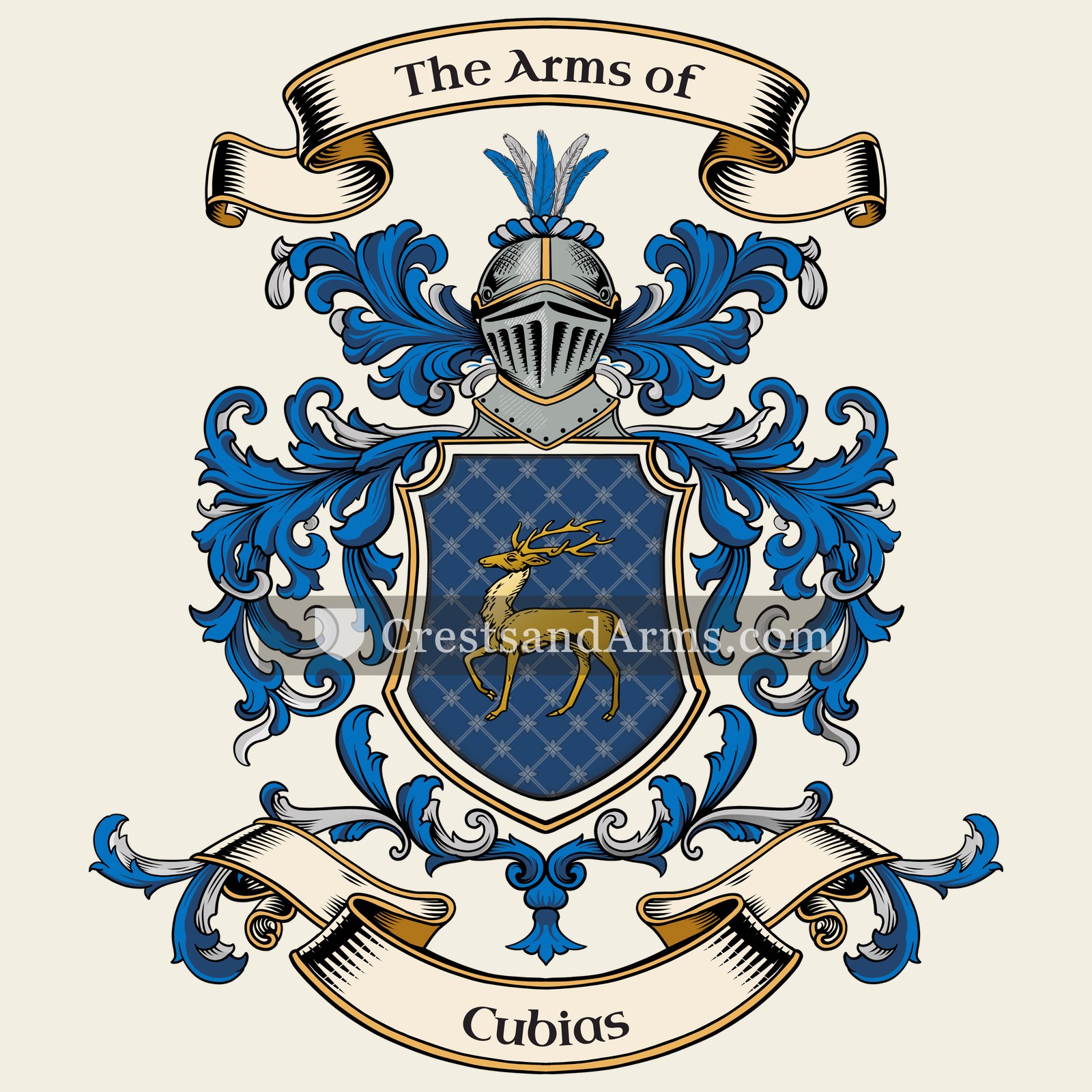 The Cubias coat of arms, drawn from the recorded blazon