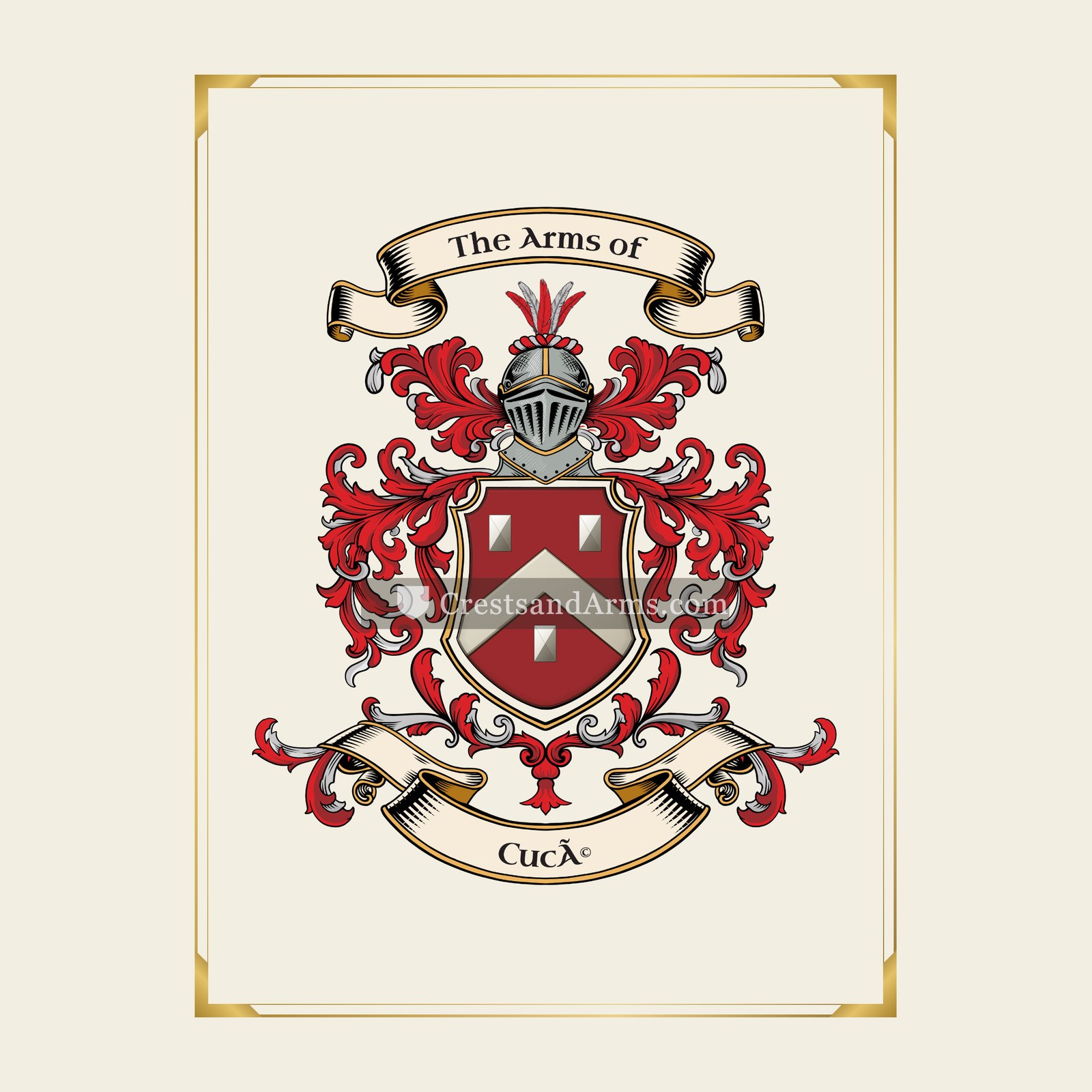 With gold border