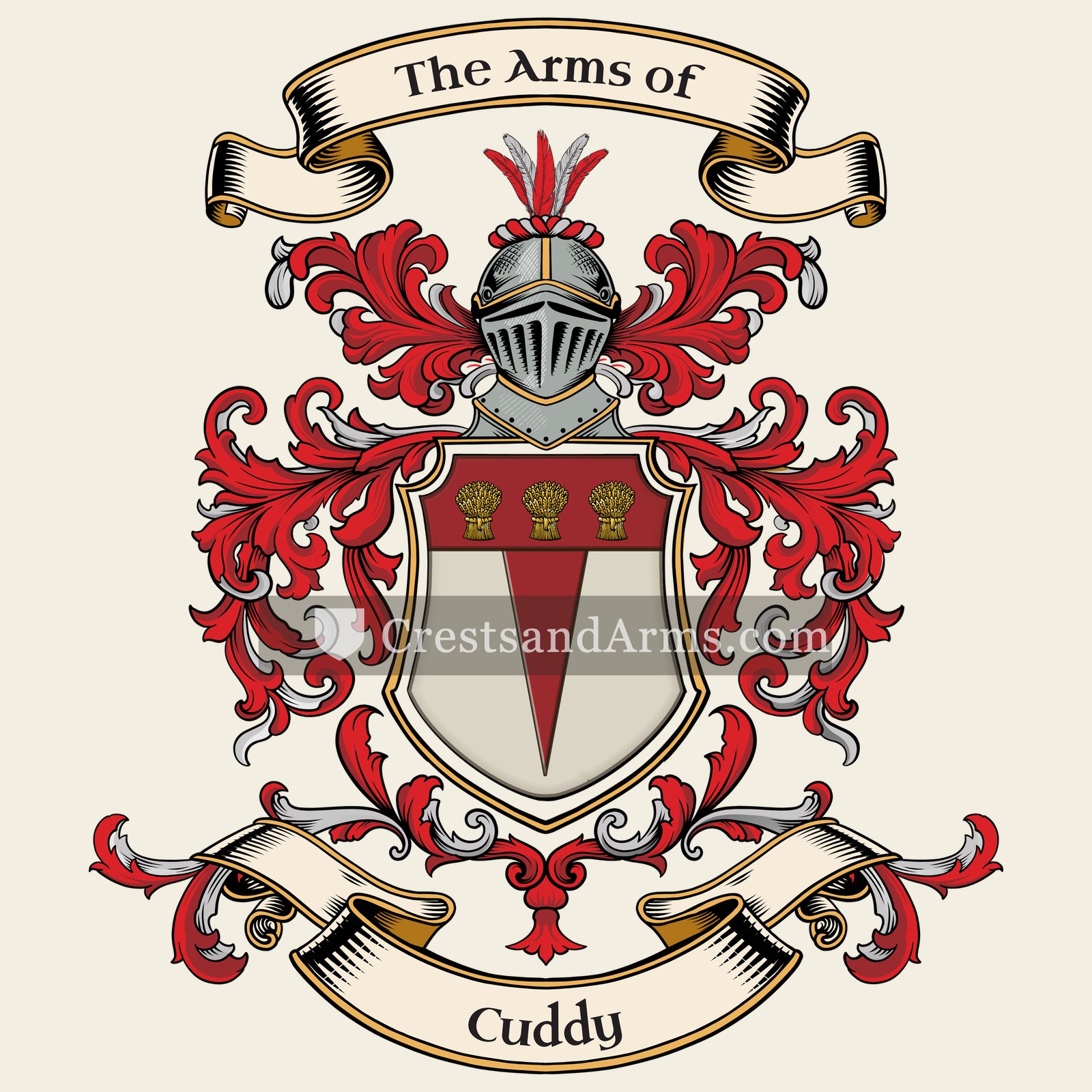 The Cuddy coat of arms, drawn from the recorded blazon
