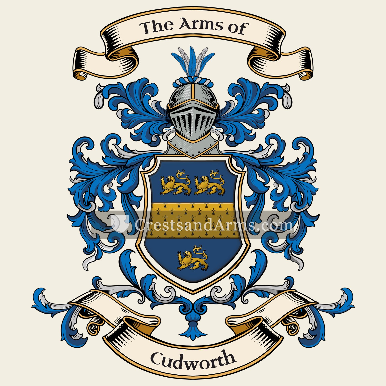 The Cudworth coat of arms, drawn from the recorded blazon