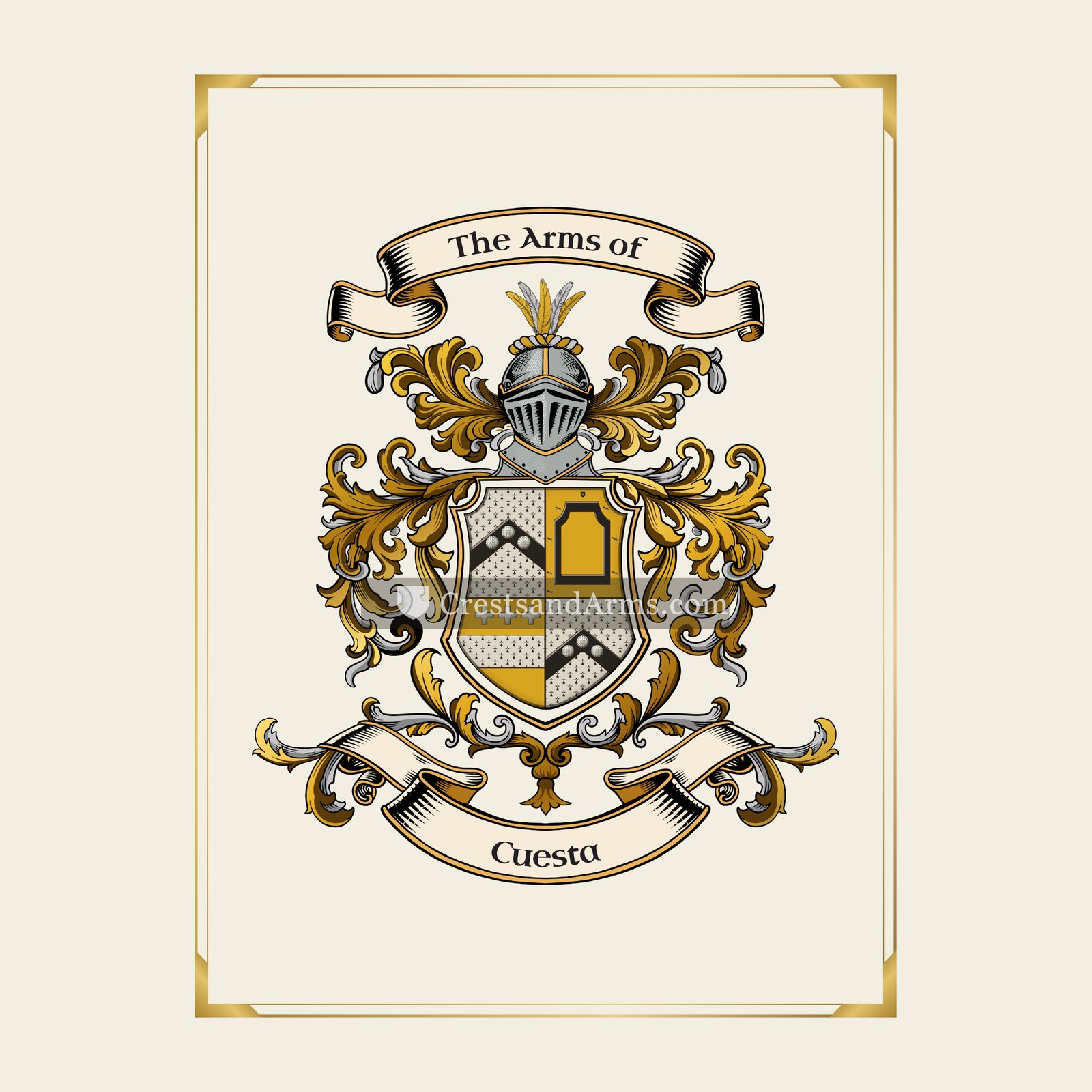 With gold border