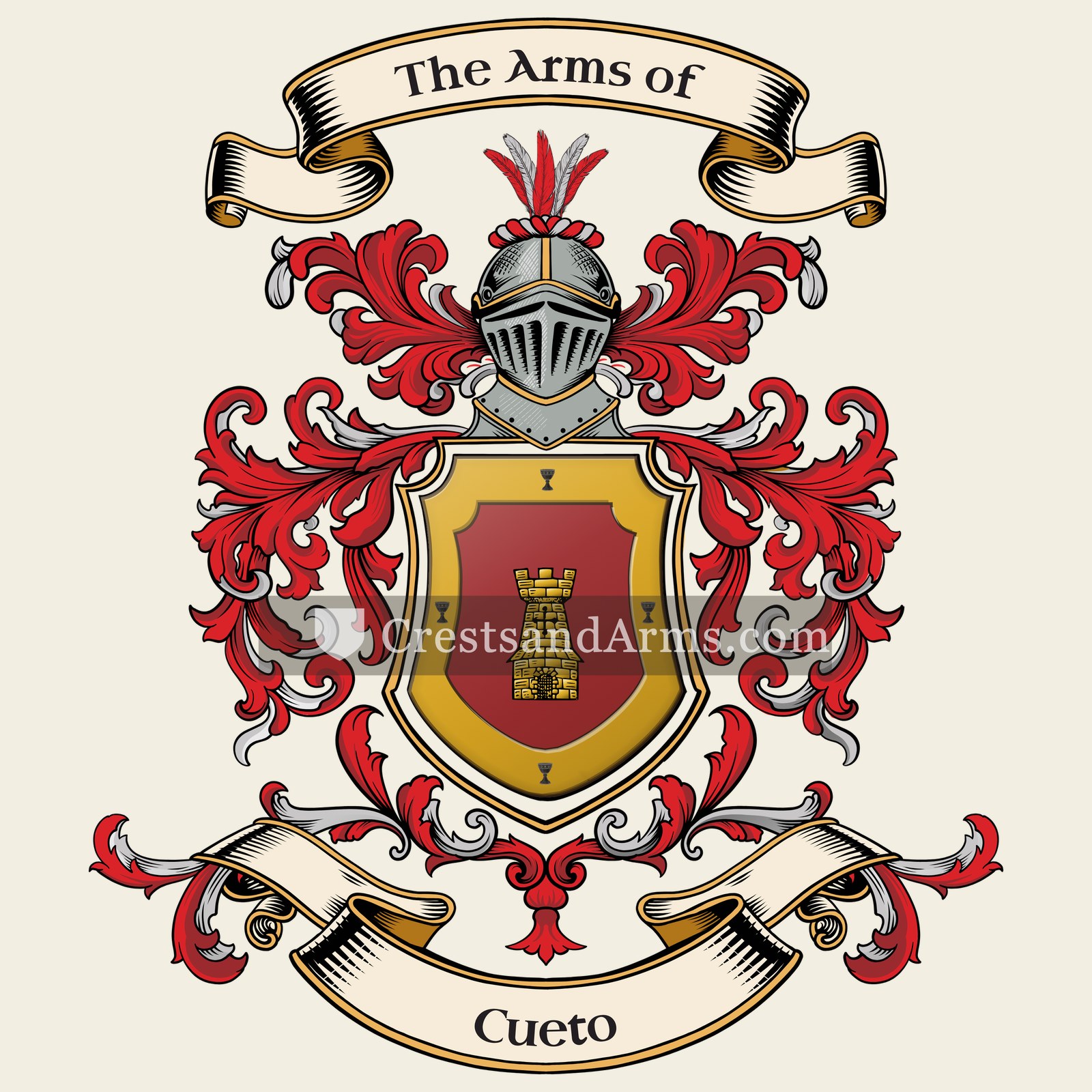 The Cueto coat of arms, drawn from the recorded blazon