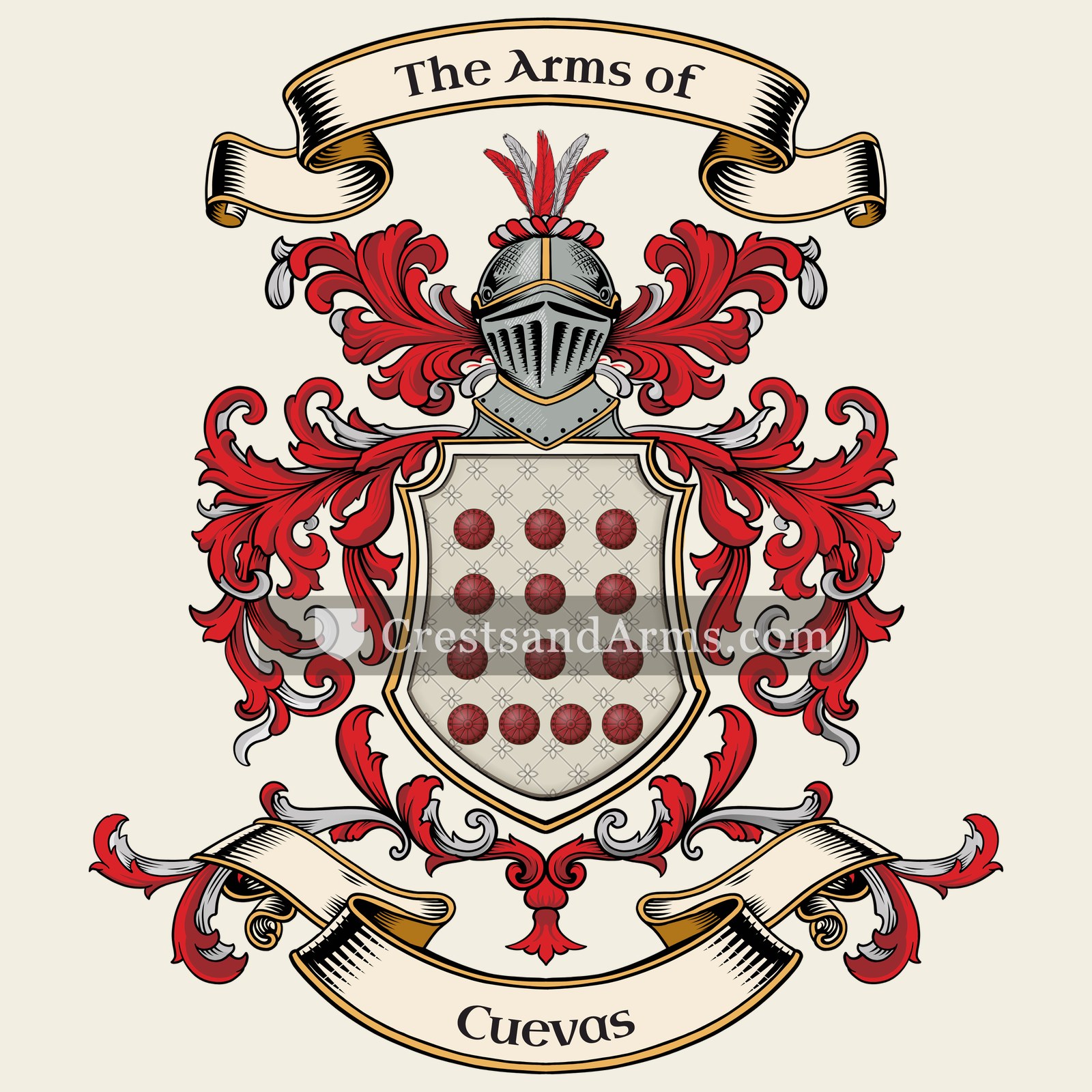 The Cuevas coat of arms, drawn from the recorded blazon