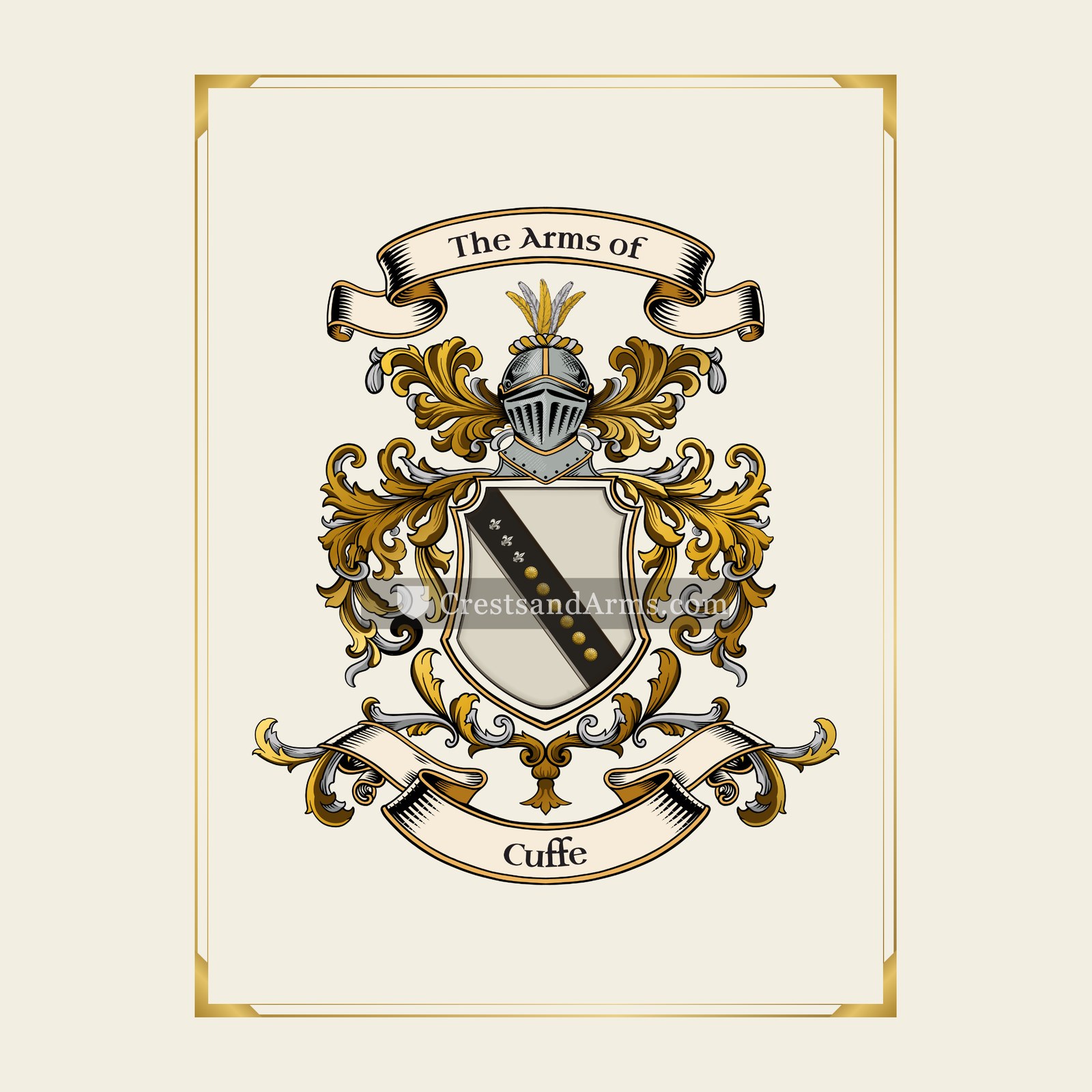 With gold border