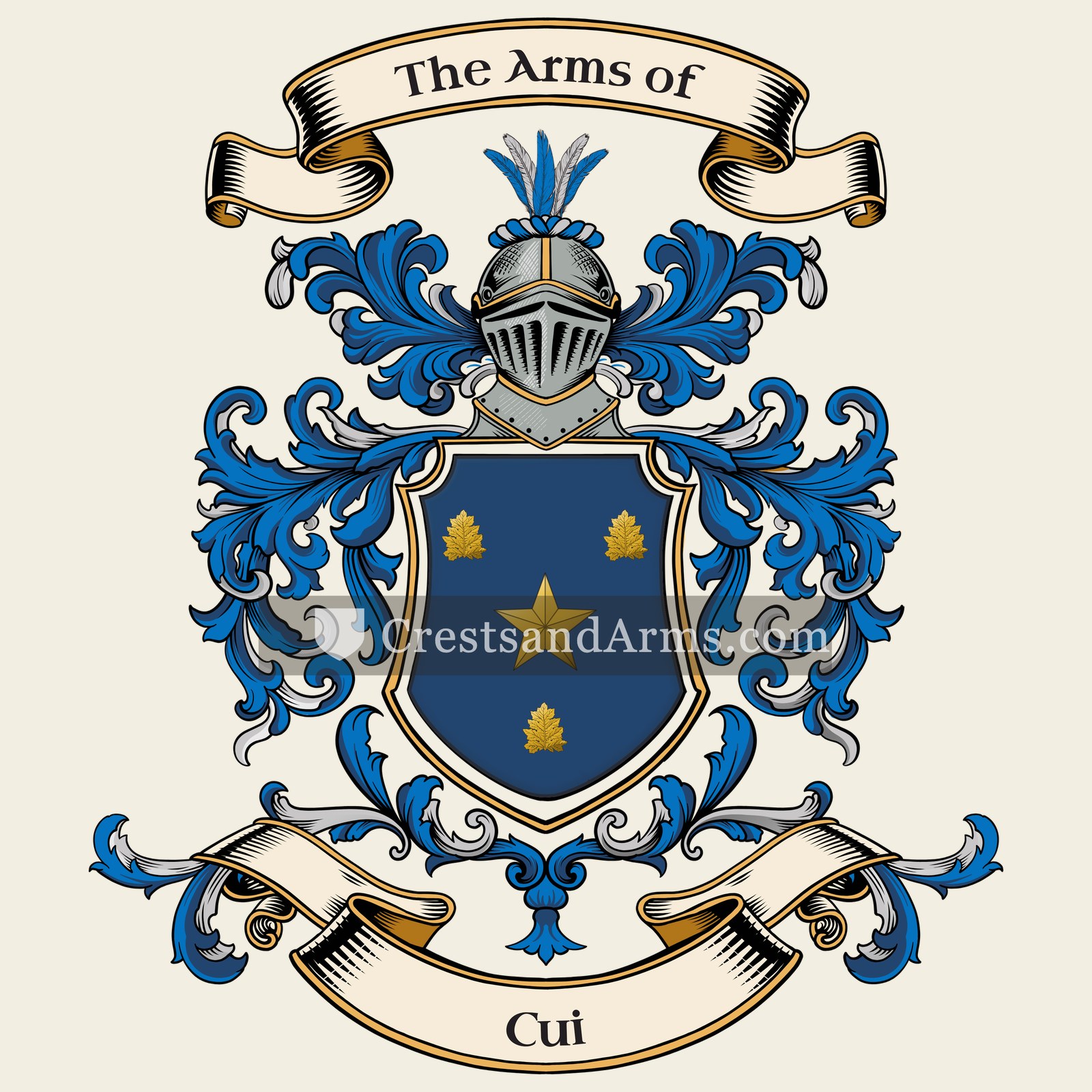 The Cui coat of arms, drawn from the recorded blazon