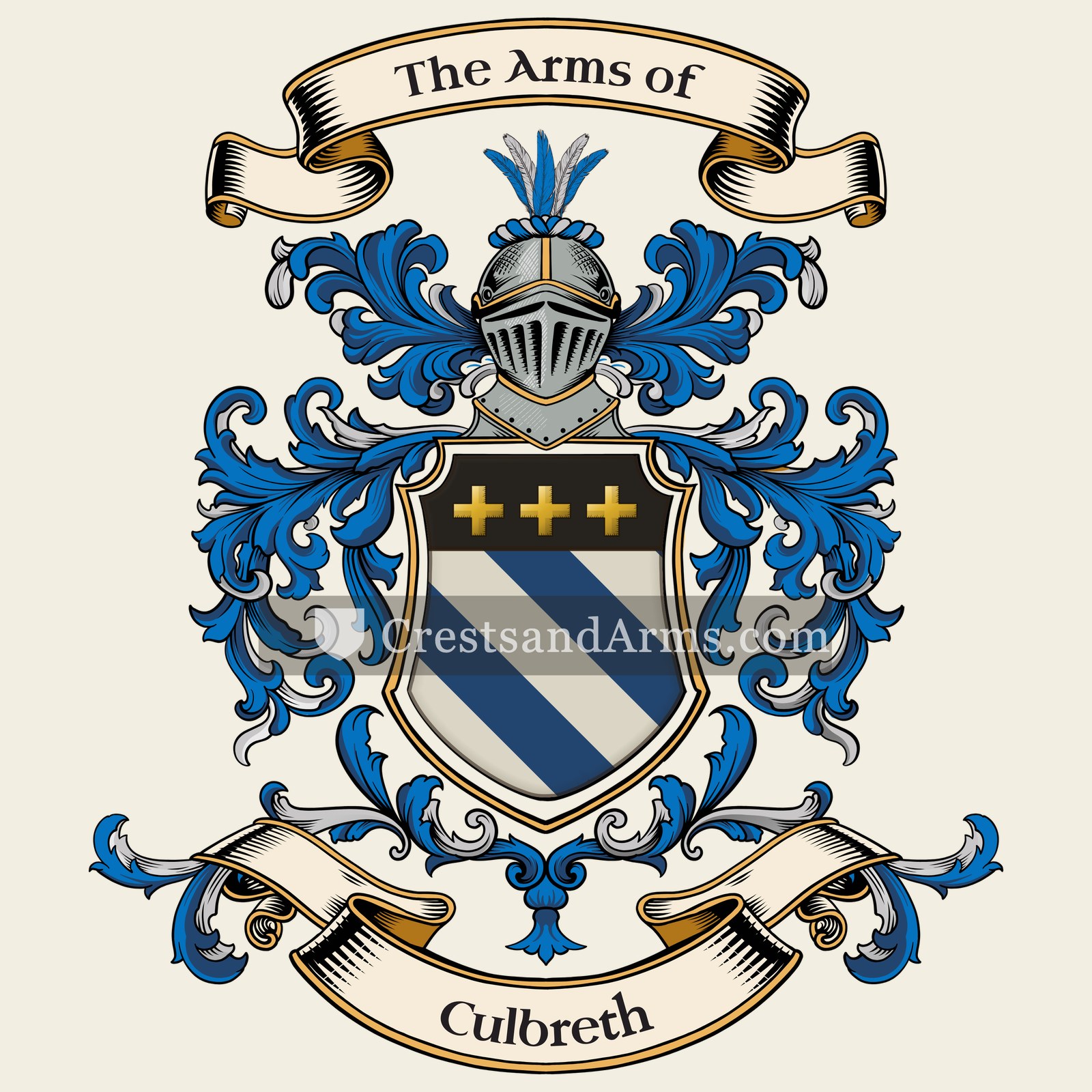 The Culbreth coat of arms, drawn from the recorded blazon