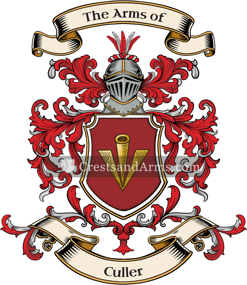 The Culler coat of arms, drawn from the recorded blazon