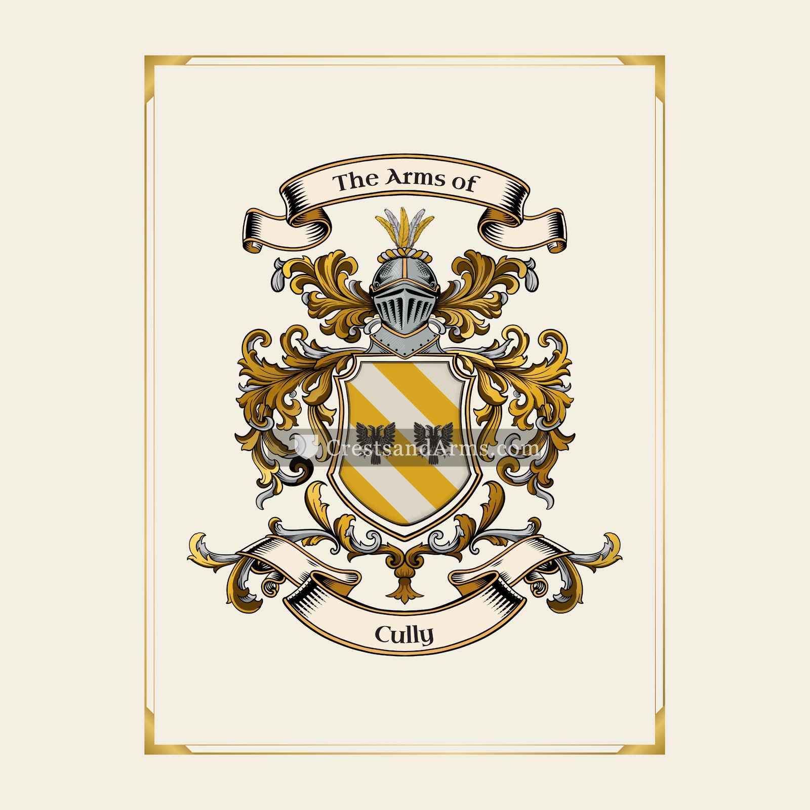 With gold border