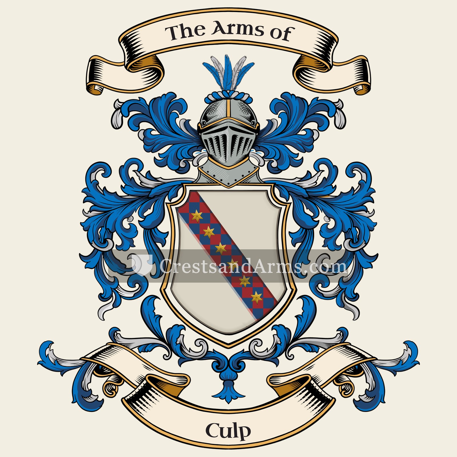 The Culp coat of arms, drawn from the recorded blazon