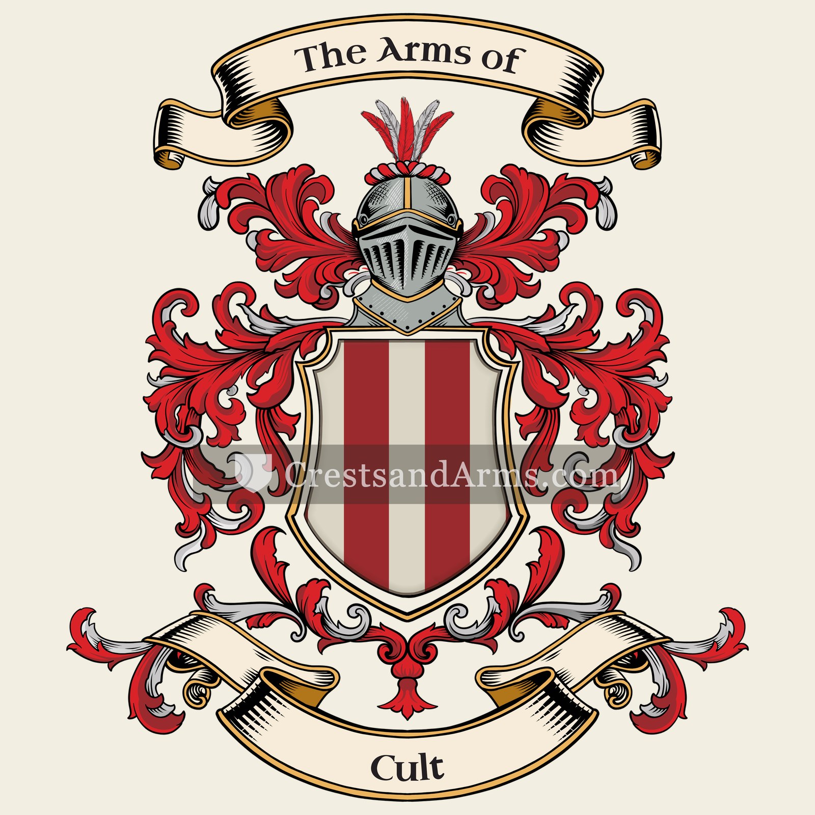 The Cult coat of arms, drawn from the recorded blazon