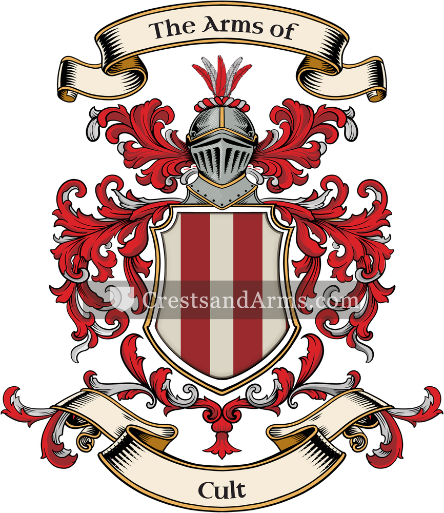 The Cult coat of arms, drawn from the recorded blazon