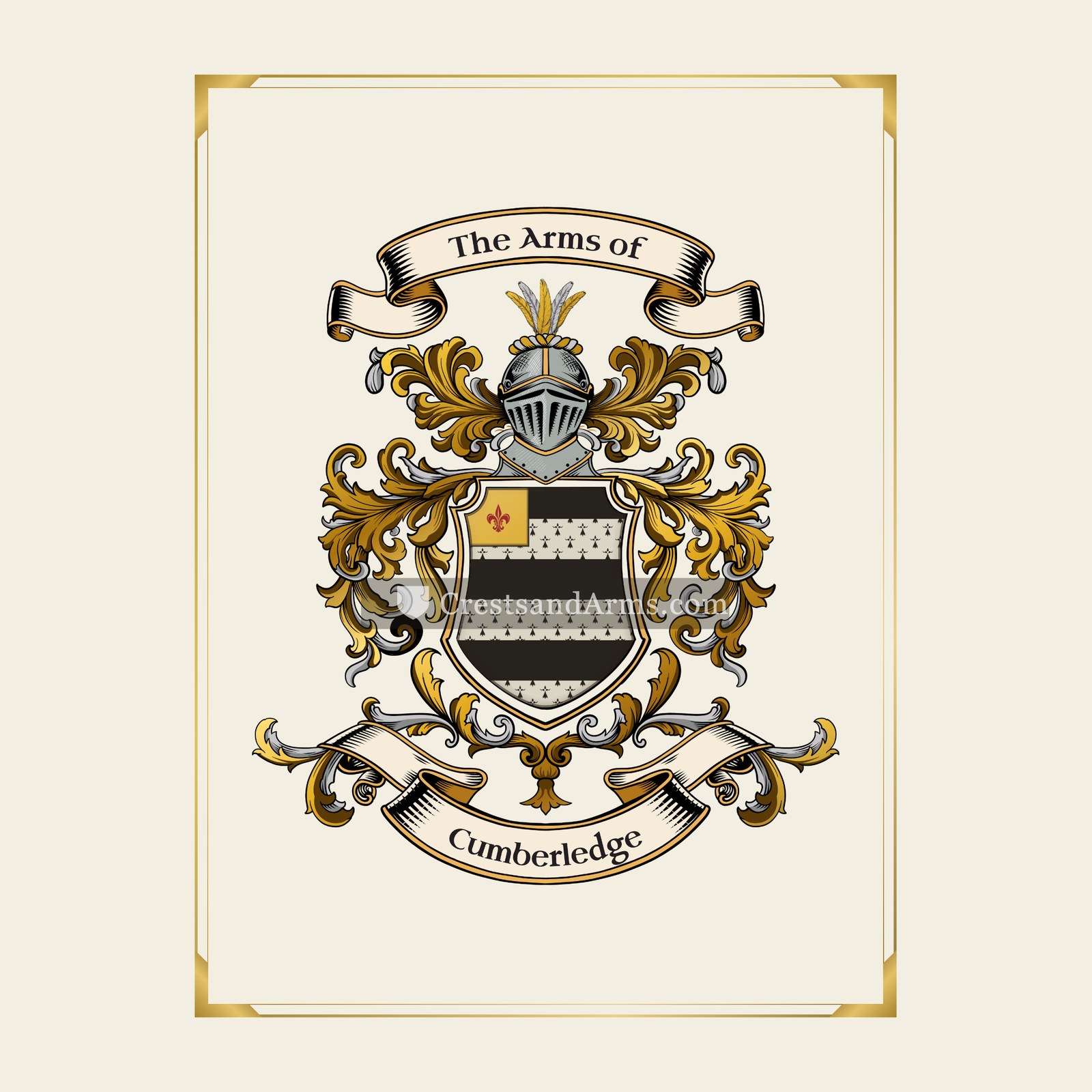 With gold border