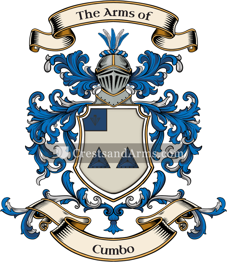 The Cumbo coat of arms, drawn from the recorded blazon