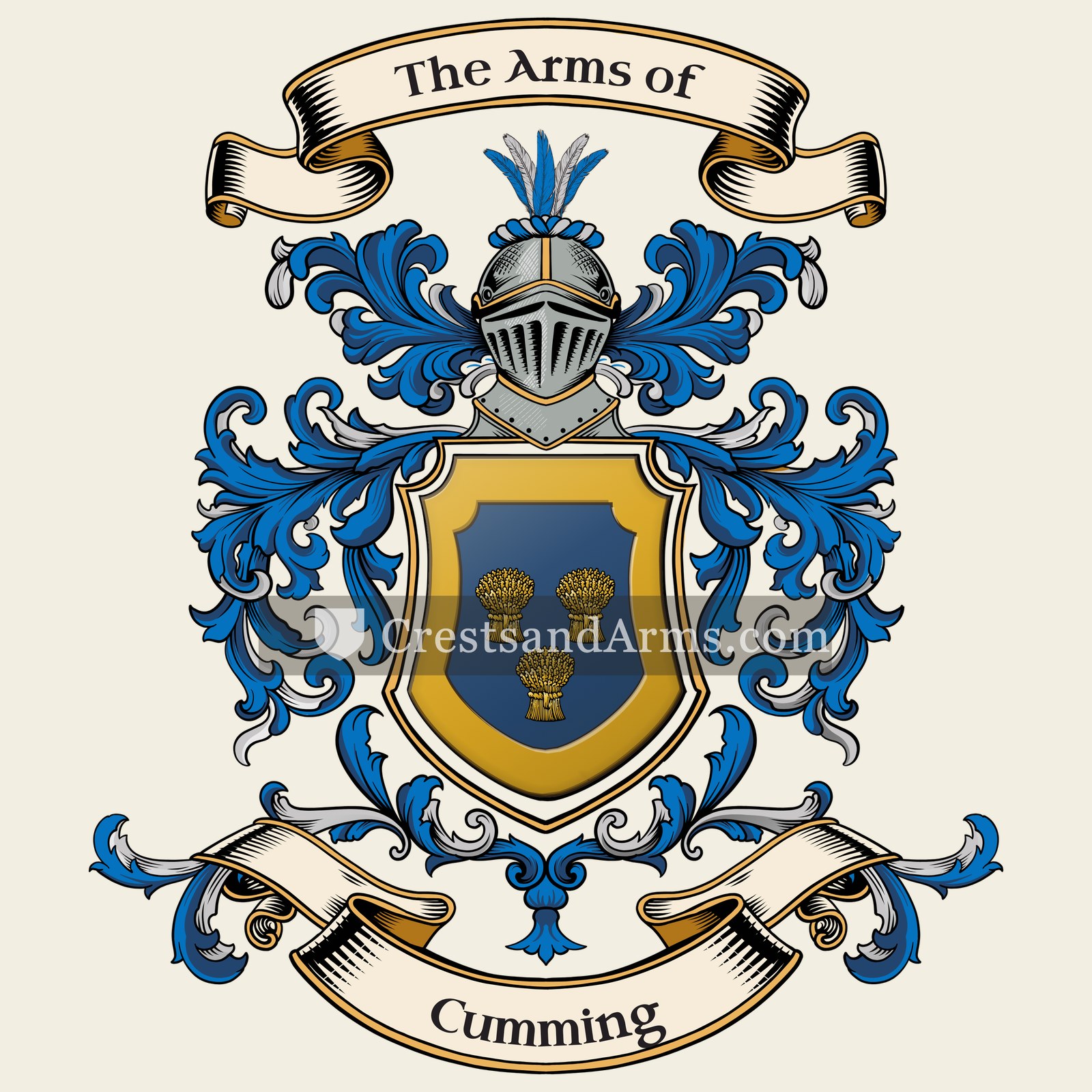 The Cumming coat of arms, drawn from the recorded blazon