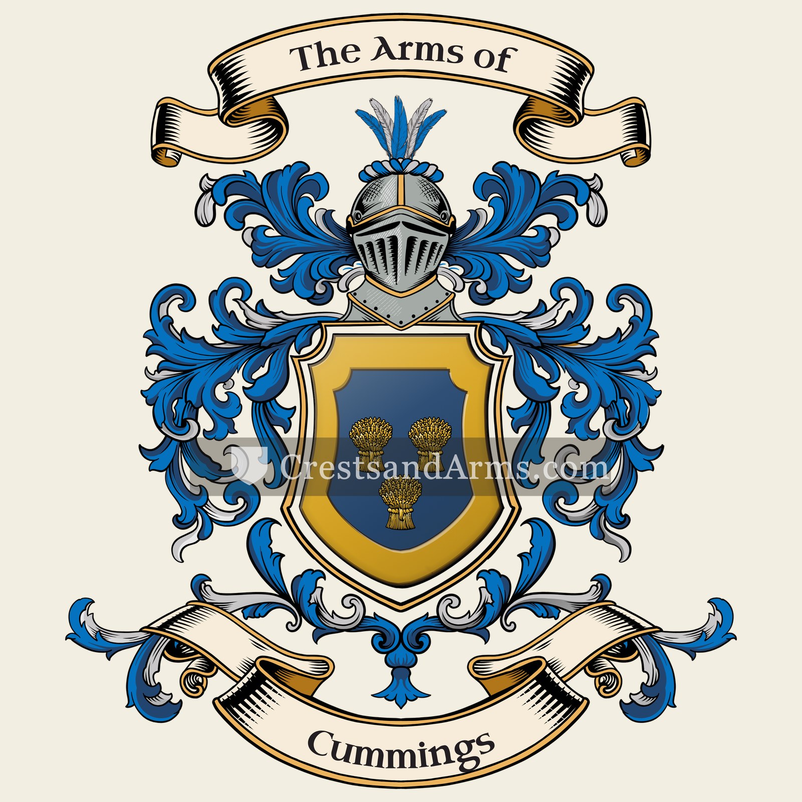 The Cummings coat of arms, drawn from the recorded blazon
