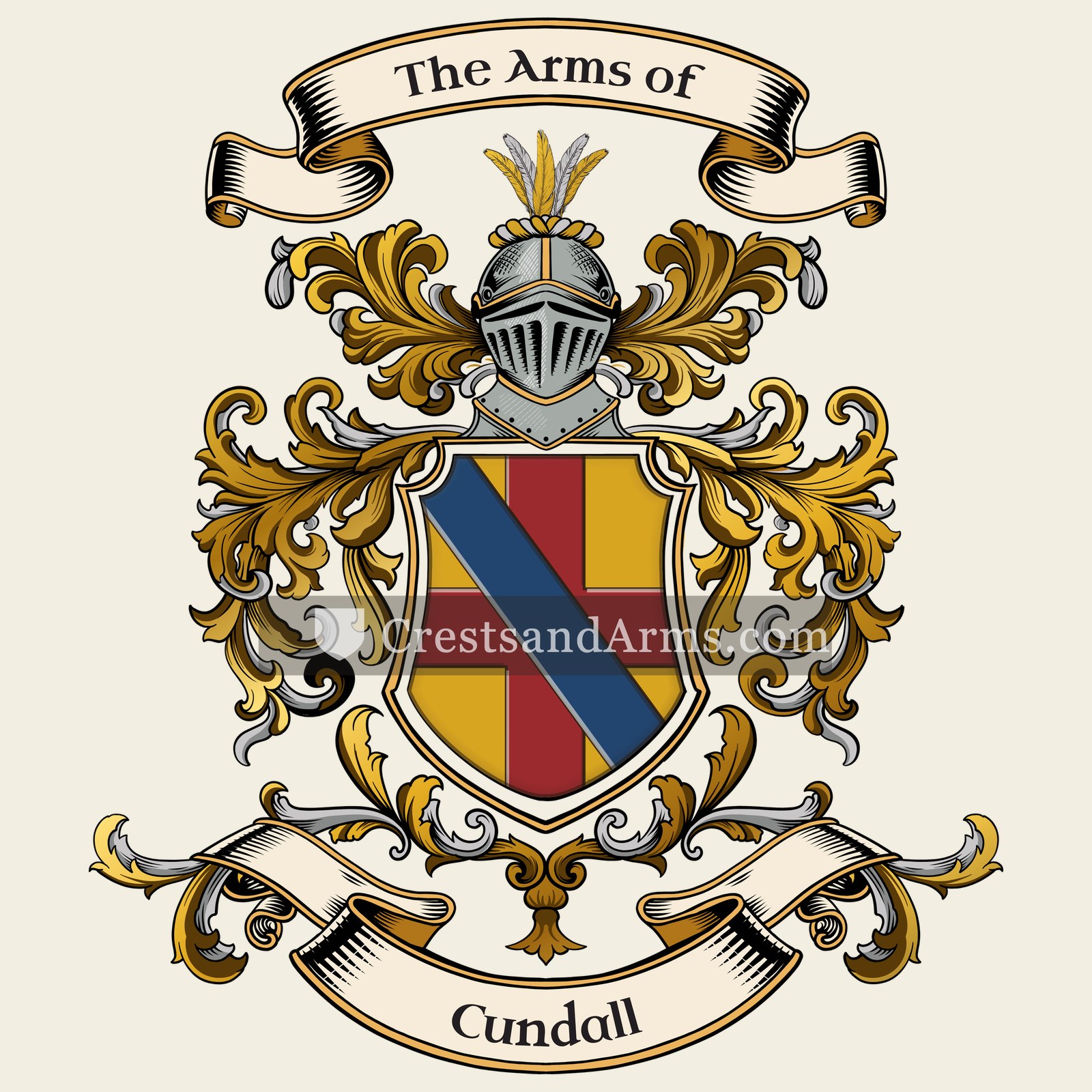 The Cundall coat of arms, drawn from the recorded blazon