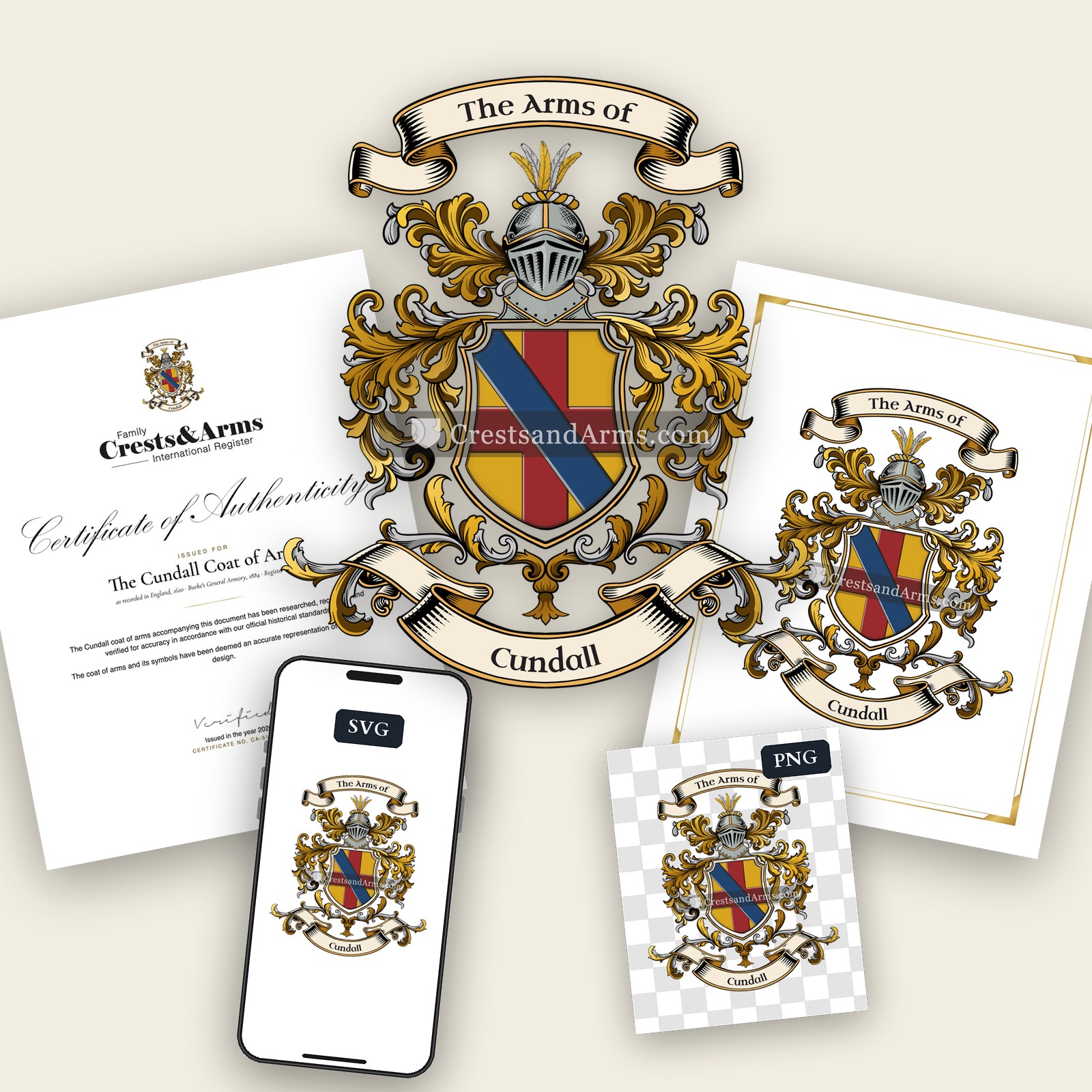 The Cundall arms on the coat of arms — digital pack